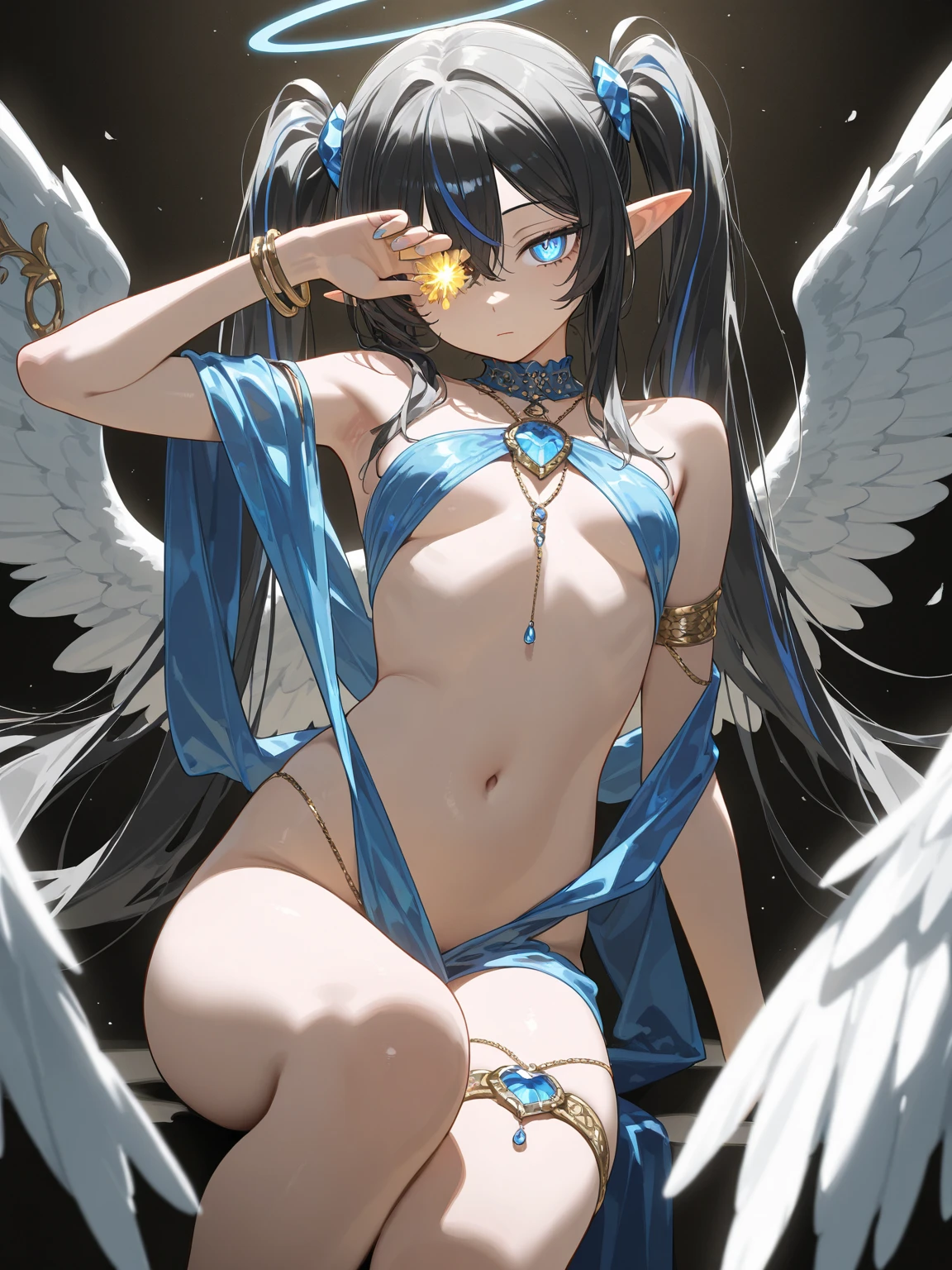 uma fenix mitologica fundida no corpo de uma bela mulher negra