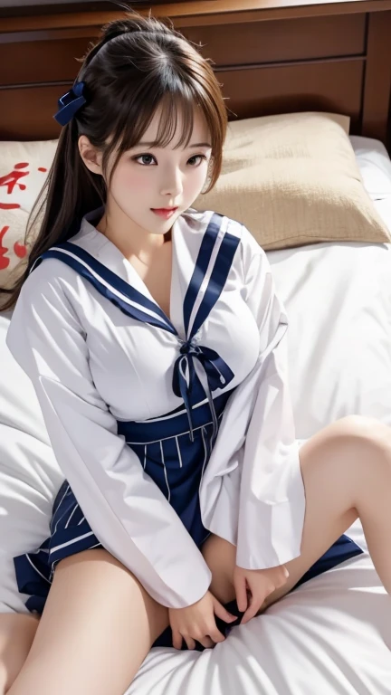 ((highest quality, 8K, masterpece :1.4,アニメ)), highest real,Sharpness:1.3, Perfect Body Beauty:1.4,super detailed face and skin texture,((Super Real,best quality)),(soft lighting),super detailed face, fine eyes, double eyelid,(ass pov),(((1 girl))),((make eye contact with the audience)),((Composition from the front:1.4)),fine detail,highly detailed face and eyes, (cute face:1.6), ((NSFW:1.6)), my sister,18years old,(huge breasts :2,beautiful areola,small areola),(Glowing skin),---//background//---(Inside the In school, in the classroom, bright room, large windows, sunlight shines in)---//Hairstyle//---(Beautiful DARK BLONDE hair:1.2,CUTE SHORT HAIR:1.2)---//expression//---(SMILE FACE:1.4)---//Pause//---(sitting on the bed:1.4,leaning forward:1.4),((close up face:1.5,UPPER body:1.4)),---//clothing//---((school uniform:1.4,sailor suit:1.4,RED RIBBON TIE:1.4)),((she is wearing an white shirt:1.5)),(RED SKIRT:1.2,Red and white check pattern:1.2))---//Titty fuck//---(((LONG penis, breasts blowjob, paizuri:1.5, penis is between breasts, penis in breasts, breast squeeze,press breasts together,Close your breast with both hands)))