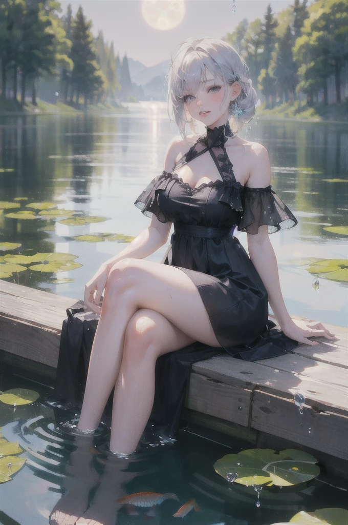 18 year old woman, 8k, HD, masterpiece, Very precise, anatomically correct, textured skin, Very detailed, High details, high quality, Awarded many times, Best Quality, ((ultra realistic)), ((Whole body)), ((full shot)), big breasts, female masturbation, jet, open legs, SEX, seductive face, very transparent mesh lingerie, bare breasts, (greek face), golden hair, perfectly matching blue eyes, ((jungle background, lotus flowers))