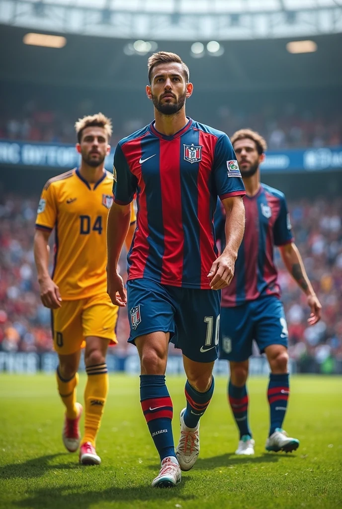 Un hombre, vestido con ropa deportiva en el estadio,He is angry because his favorite soccer team lost., Behind him he is surrounded by many people