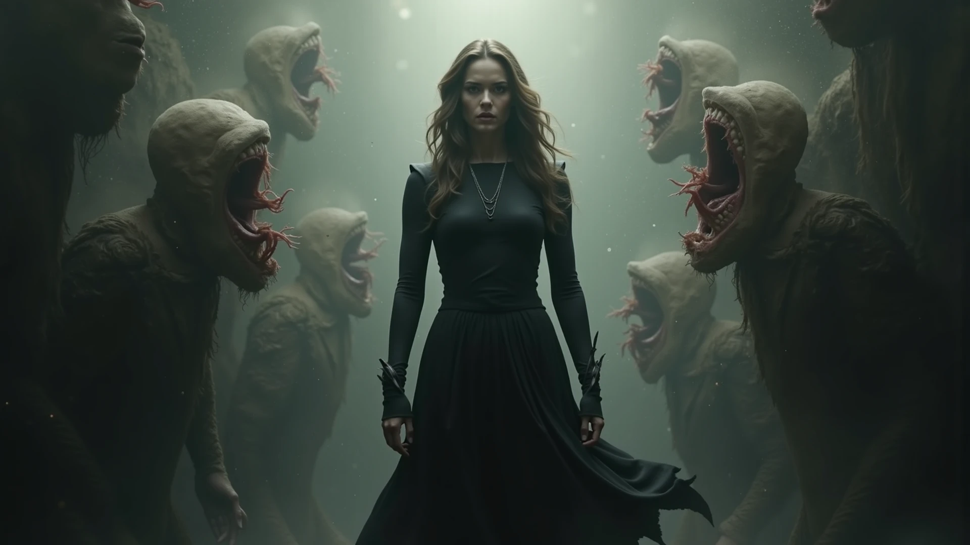 official art, ultra detailed, beautiful and aesthetic, masterpiece,best quality, magnetic allure, dark and mysterious, a pained and tormented girl on the floor, salvation army, reaching towards a bunch of humanoid demons from above, monsters from above, dark creepy background, tormented mind visualized as a spiraling path into the void, insanely detailed and intricate, hypermaximalist, elite, horror, creepy, ominous, haunting, matte painting, cinematic, cgsociety, fit body, erotic Horror by ZdzisBaw BeksiDski, 8k, guiguai, <lora:wowifierXL:0.5>