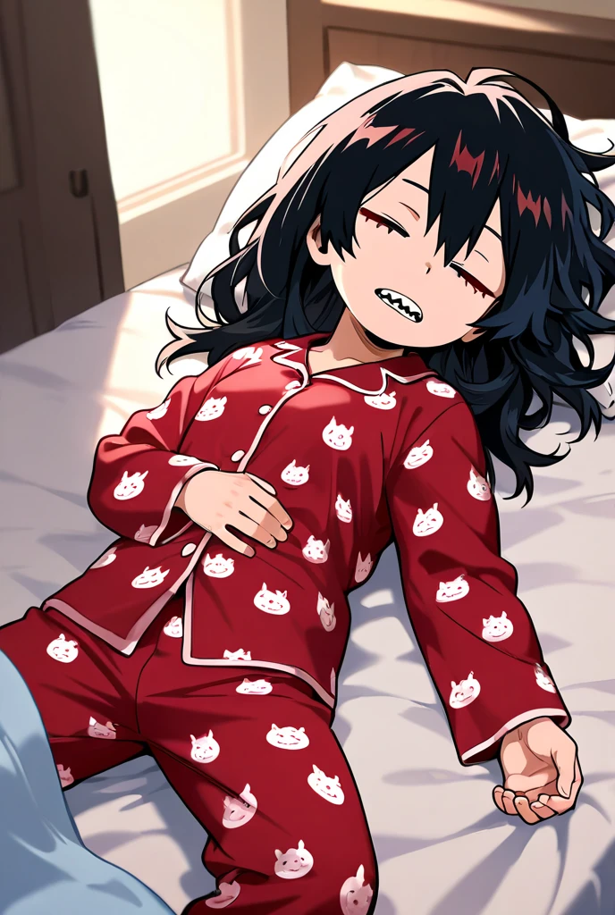 1girl, 独奏, medium breasts, dark skinned girl:1.2, ,(dark skin:1.8), black hair, short hair, pixie cut, wavy hair, (((open eyes))),  wake up yawn, open mouth, covering mouth, pijamas, (white pajamas), window, morning, looking at viewer, sitting, seiza, waking up, on bed, full body,  ((ultra detailed, masterpiece, best quality, 8K)),(Urine-stained futon,Pee-stained futon,Steam from crotch,Hospital room,Urine vapor),((Open your eyes)),huge breasts,((片Open your eyes,Open only one eye,Surprised face)),cheek,(6yo),NSFW,(((littlegirl))),puffy nipples,((((Open pajamas))))