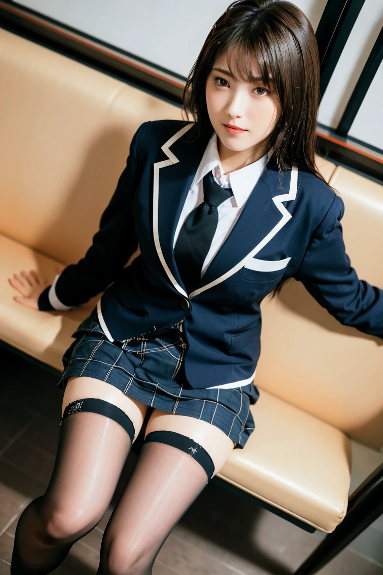 Dark blue high socks majicMIX Real、(Raw photography:1.2)、(Photorealsitic:1.4)、The beauty of beautiful details and delicate facial expressions、a blond、((Panties are visible))(Squatting panty shots)piercings Lashes beatiful detailed eyes、huge filesize、ultra-detailliert、hight resolution、Transcendent beauty top-quality、masterpiece、、(Japanese girls' high school uniform))、Very detailed expression Magnificent、finely detail、Highly detailed face movie lighting、16yo girl、front facing、((dynamicposes)))、(Sitting on legs with bent knees))、pleatedskirt、blazers、Sexy upper eyes, Angle from below、