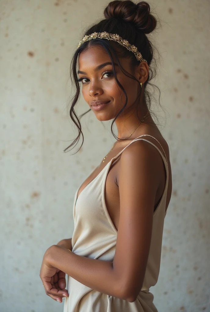 masterpiece, best quality, ultra-detailed, 1african black girl, french braided hair, bangs, medium wavy hair, black hair, glamorous, white summer dress, Bordighera, curved body