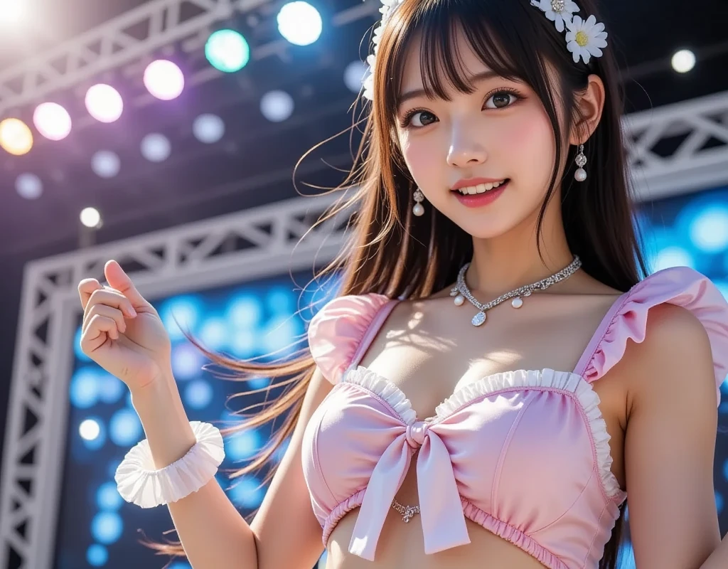 Princess Idol,Pure white wedding dress,tiara,bangs,15 years old,smile,Live Performance Venues,On stage,doggysttyle sex, virginal sex, standing,NSFW