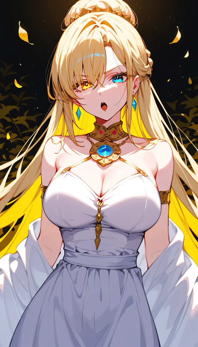 goddess, goddess der Liebe, golden hair, gold eyes, beautiful woman, Lightly dressed, Dressed provocatively, in der Natur, Anime Style