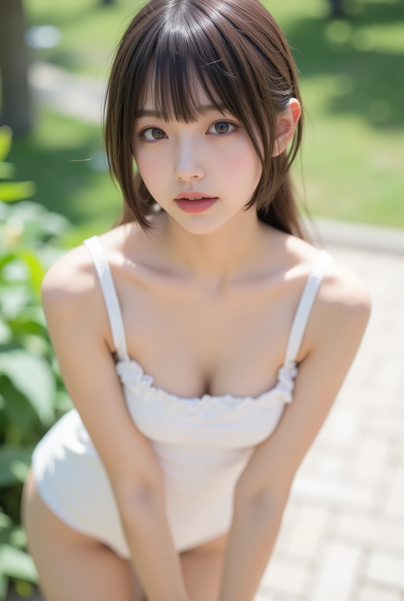 Perfectly Anatomically Correct:1.4, 5 finger:1.4,
1 Japanese Girl, Very Short Bob Cut:1.2, Wide-Set Eyes, Very White Skinned, Blush, Bashfully, 17-Year-Old, Open Mouse:1.6,
Cute Eyes, Very Wet Hair:1.2, Ecstasy,
(in Dog-like Posture:1.4, All Fours:1.4, Covering Viewer Up:1.4, Leaning Forward:1.4, Chin Up:1.4), Hands Together,
Looking Down Viewer, from Below:1.1, from Side:1.1, (Lie on Viewer:1.4), Dynamic Pose,
BREAK
8K, RAW Photo, Best Quality, Masterpiece, Realistic, PhotoRealistic, Extremely Detailed 8K Wallpaper, Beautifully Detailed Eyes, Finely Detailed Face, POV Shot,
BREAK
High-Key Lighting, Professional Lighting, Bokeh:1.0,
Twilight, Irrigation Canal, Paddy Field, Inaka, Water Reflection