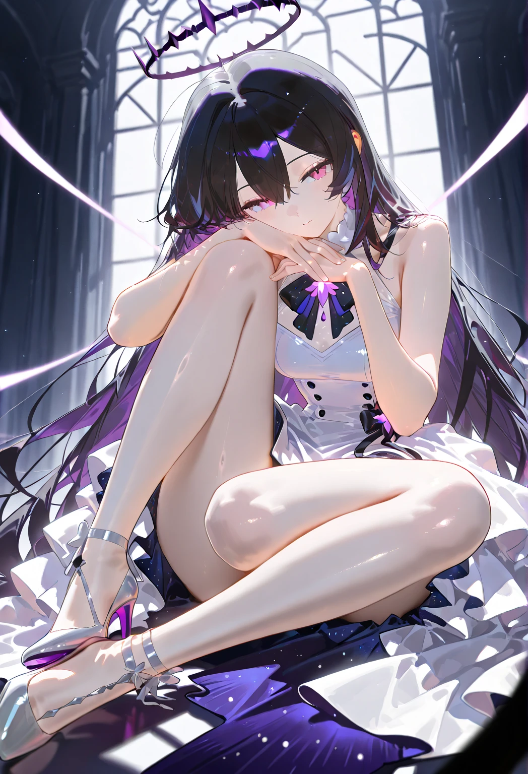 Beautiful illustration, Best Quality, (cute petit girl：1.3)、 (underground room), flat chest、Beautiful naked、Beautiful pink eyes、Lori、（Cuteness beyond limits）、Flipping up her skirt with her hands、Showing white panties、Pull up the skirt，The reveal panties、Bare legged、lovely thighs、glowing thigh，Spreading the crotch、 ((toView_through_)), ((Spread your legs and expose your crotch)),