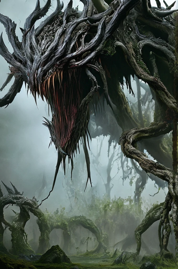 Create a disturbing creature in the dark water of a swamp