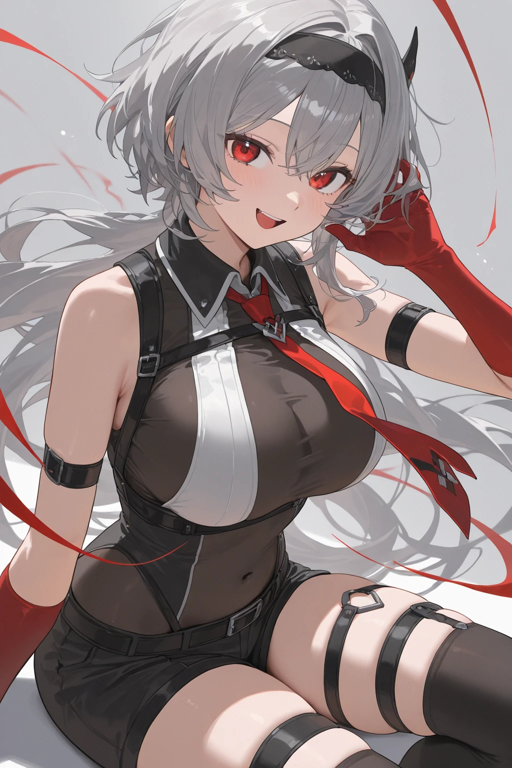erotic, spreading legs, hands behind head, squatting, naked, naked, erotic, white hair, 1 person, red cheeks, smiling slightly, sweat