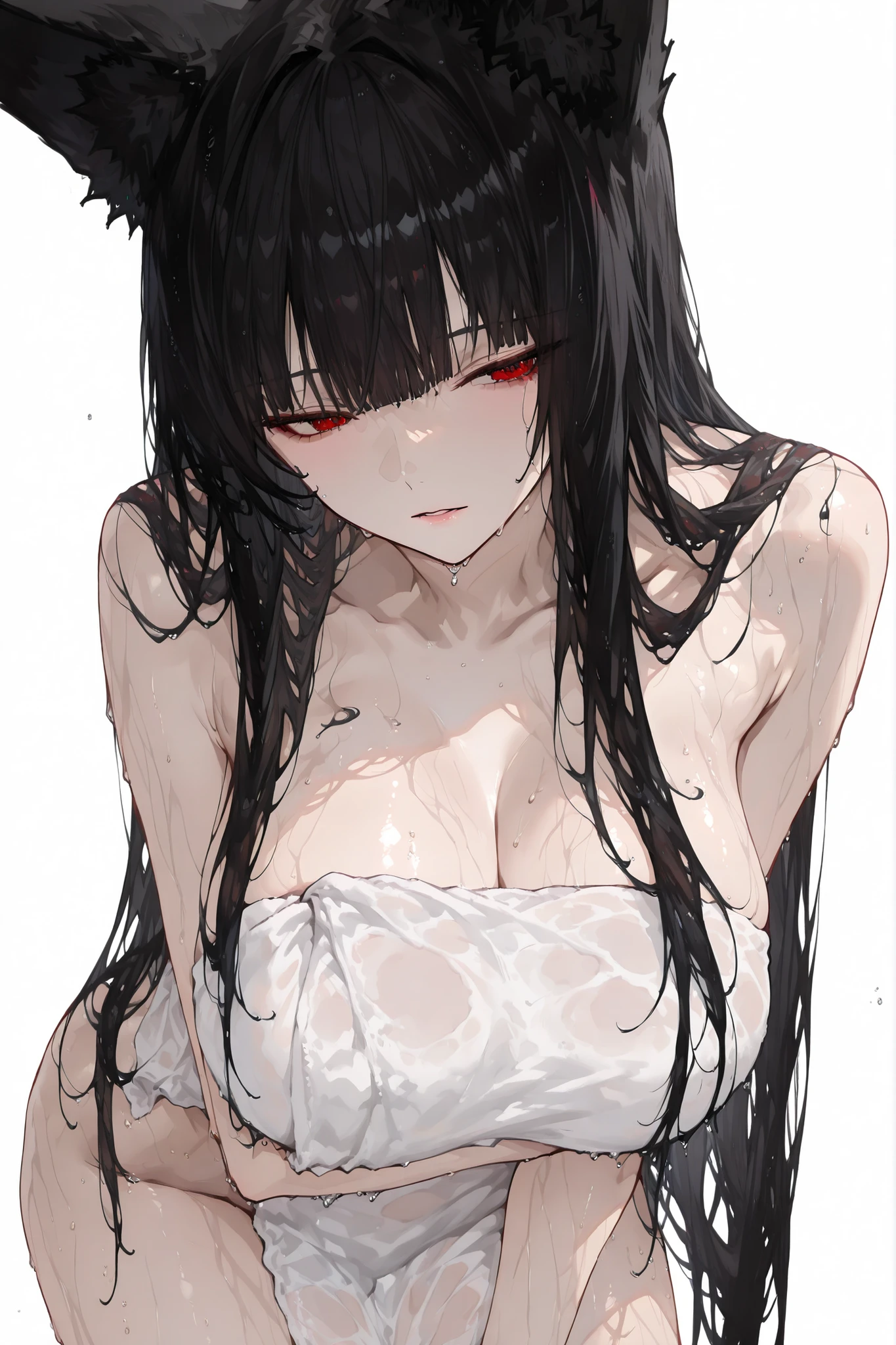 16 year old girl measuring 177cm black hair with long hair and sharp red eyes and bad character playing