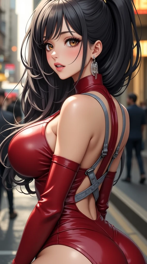 1girl and 1man, couple, beautiful, vampire, handsome man, girl with brunette very long hair, man with brunette short hair, both red eyes, girl wearing a sexy red and black dress, man in sexy suit, ultrasharp, looking at the viewer, ((best quality)), ((masterpiece)), (detailed), perfect face, girl big breast, sexy body, sexy man besides her, nsfw,