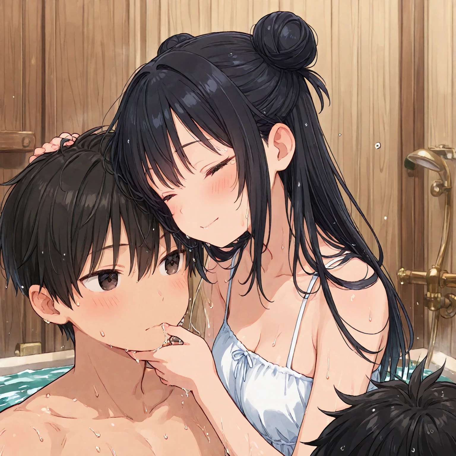 (9-year-old black-haired beautiful girl)Naked Bukkake Fun,Men and women body washing,Hair washing,Facial cleansing,Flushing,climax,Uplifting face'Eyes wearing silver-white mirrored lens sunglasses、I looked at the world reflected in the lenses of my sunglasses..(Side Pony,Colorful Hair),