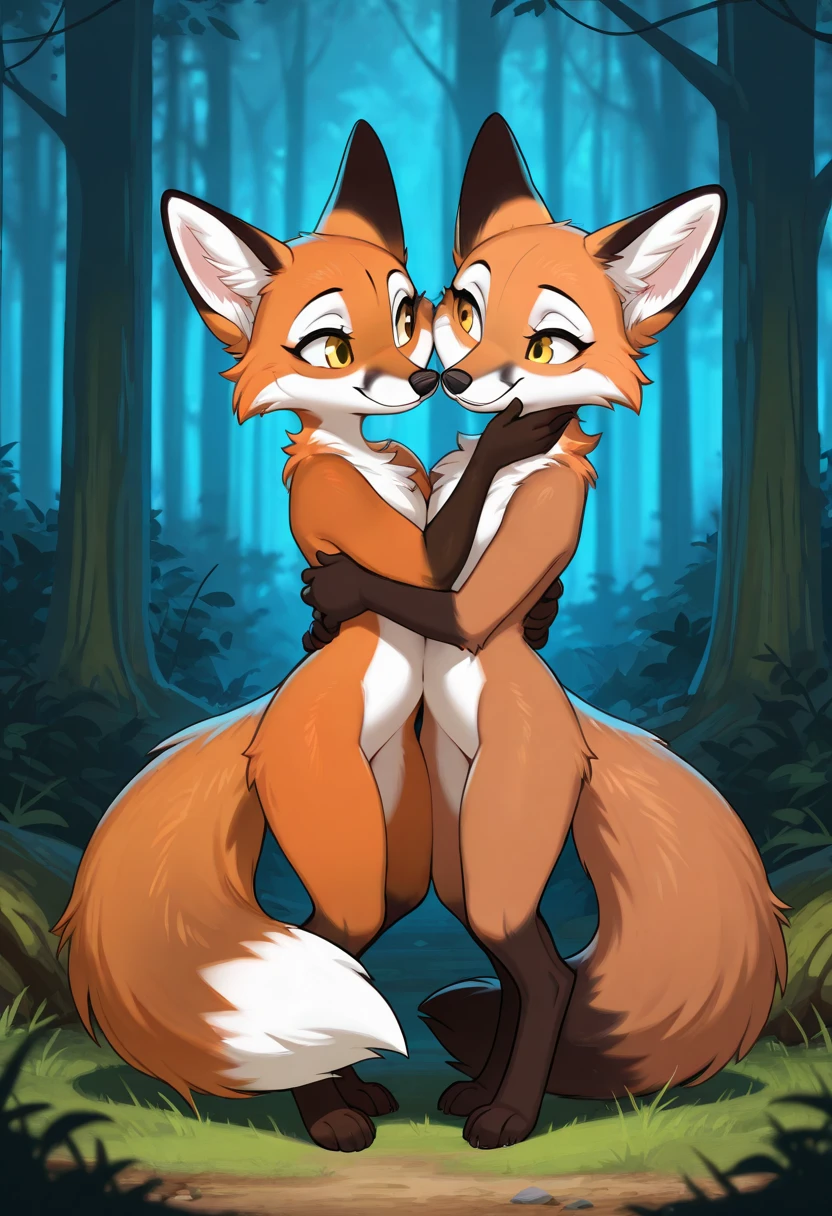 1male, (Miles Tails Prower( duo, male, cute) and (blue eyes) and (insane detailed fur, sexy eyes), (pose:1.posing:1.3), detailed hands, 5 fingers, ((detailed face, (detailed eyes:1.0), detailed)))(high detail, film photography, soft focus, soft shading, photo realism, realistic, photo realistic, hyper realism, analog style, subsurface scattering, masterpiece, best quality, ultra realistic, 8k), portrait, night, light, bedroom, lewd, dancing, nude, straight sex, furry crotch, genitals, penis and balls, (((sweaty body))), (((white cum streaks all over body))), nsfw, soft belly, pot belly, very large belly, belly rub, belly kissed, arched back, outie navel, (((2 white tipped fluffy tails))), (((1female, (Cream( duo, Fox, female) ))), by Canson, by Lapatte, by thesecretcave, by fluff kevlar, by narse, by red rusker, by zaush.
