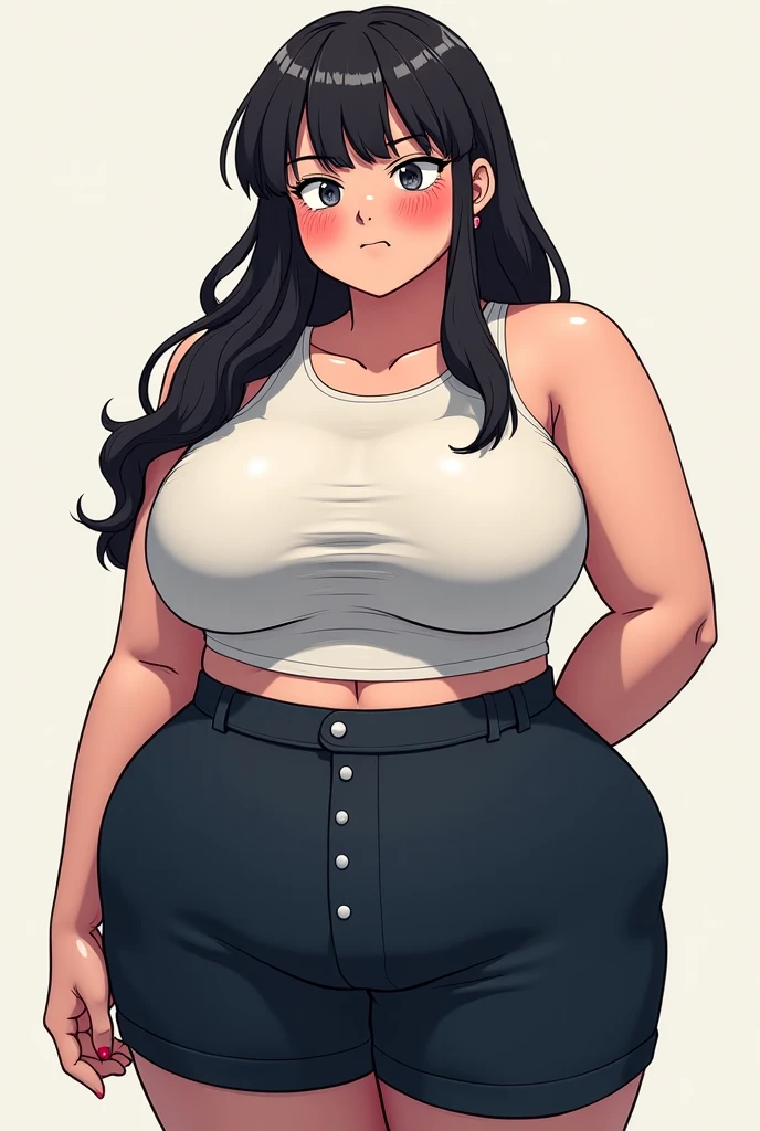 score_9, score_8_up, score_7_up,score_6_up, score_5_up, score_4_up, curvy bbw, blue eyed girl with long wavy black hair and small breasts 