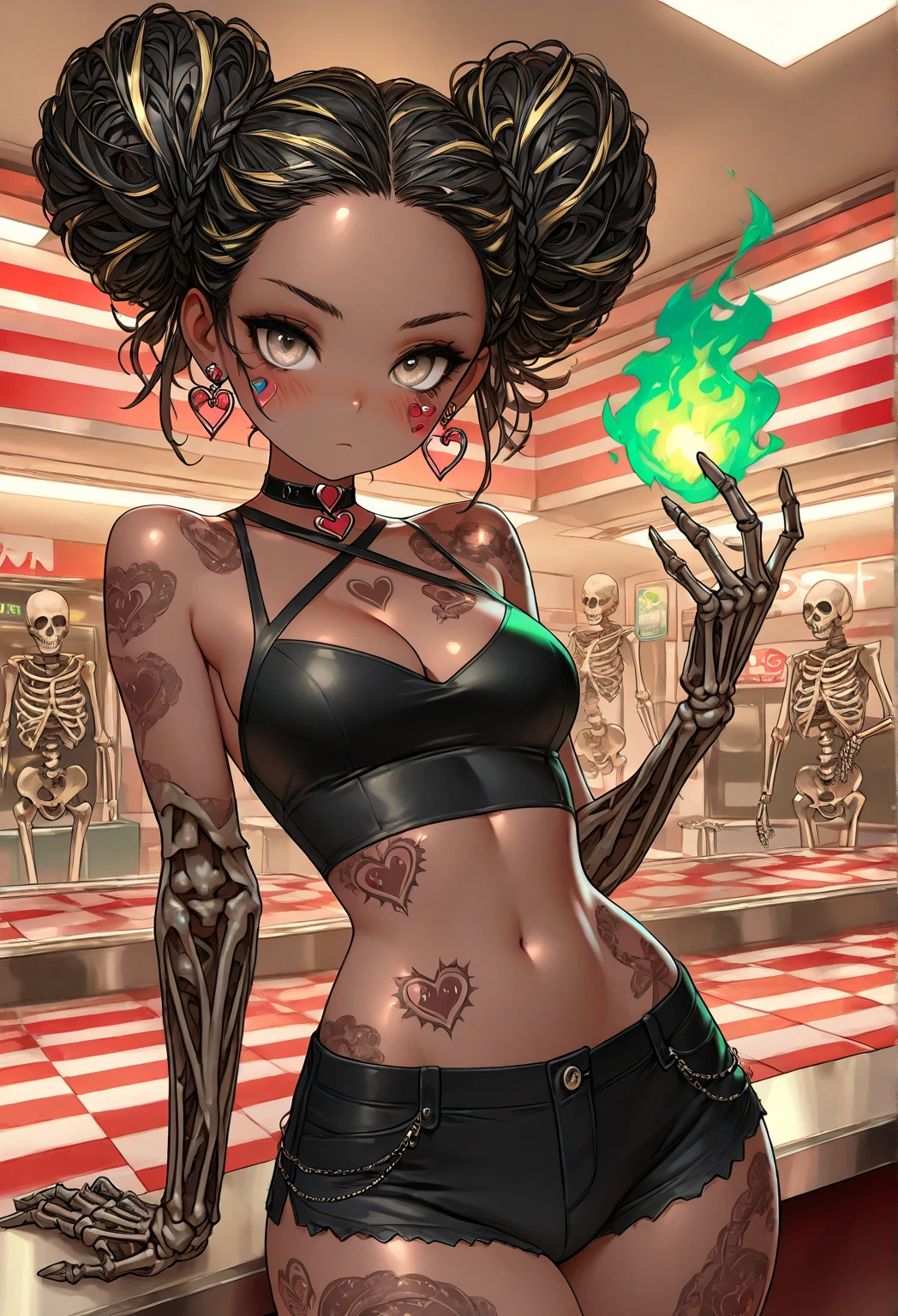 <lora:CakeWorld:1.0> (CakeWorld:1.1) (1girl:1.1) (sexy blue pants and (green top:1.2):1.2) (in a restaurant eating :1.3) max quality, ultra-detailed, masterpiece. <lora:more_details:1.0>