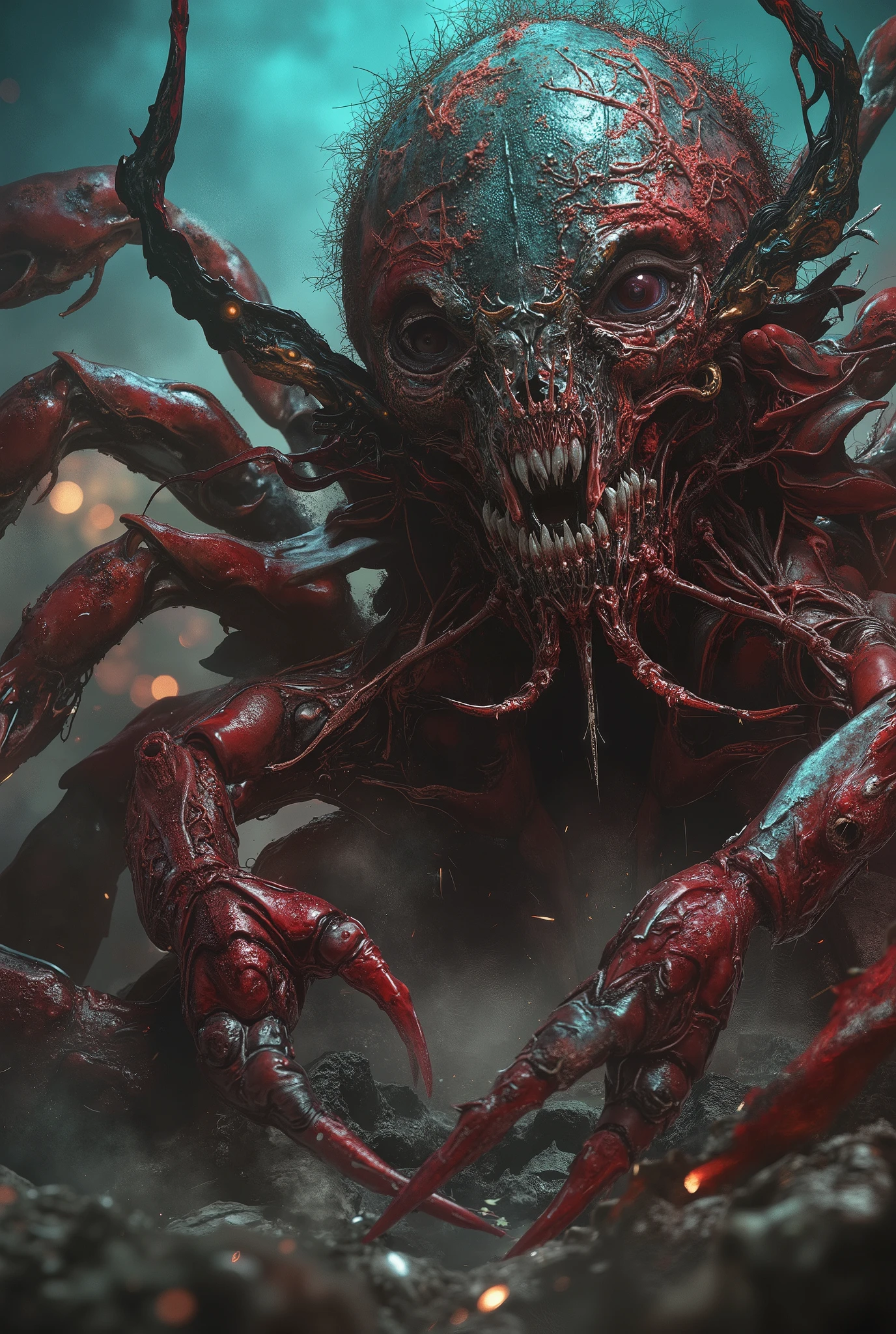 Terrible Phantom Combining Scorpions and Beautiful Girls, Precise Details, Terrible Expressions, poison々Nice appearance , Strong Offensive Poses, Dark Fantasy Backgrounds, Cursed atmosphere, disaster々Shiny Colors, Masterpiece,4K,realistic,real,Professional,Bokeh,Extreme Detailed Expression,physically-based rendering
