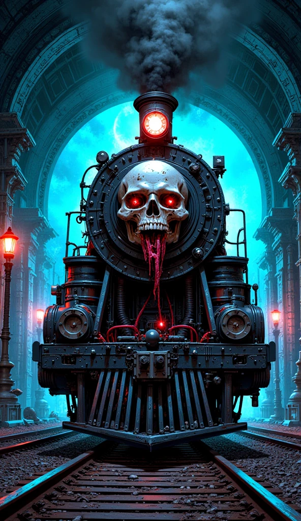 photo of demonic evil ((thomas) the tank engine), with evil mouth, now follower of khorne, demonic face, (corrupted), evil, engine spewing flames with dark-shade of a red-smoke, thomas decorated with (sharp spikes), thomas decorated with human skulls and bones, burning cities in background, rust, bronze trim gothic , (intricate details:1.12), hdr, (intricate details, hyperdetailed:1.1), by alena aenami, by rutkowski, (intricate details), (hyperdetailed), 8k hdr, high detailed, lot of details, high quality, soft cinematic light, factory atmosphere, atmospheric perspective, , shadows, maximum details, 4k, 8k, high quality, highly detailed, <lora:add_detail:1> <lora:MechanicusStyleAI:0.65> <lora:xl_more_art-full_v1:0.4> , MechanicusStyleAI