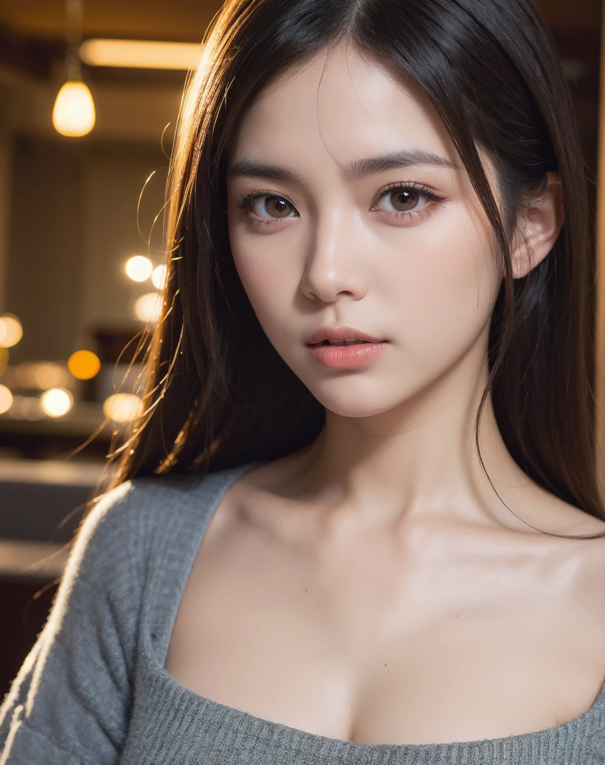 8k, masterpiece, RAW photo, best quality, photorealistic, extremely detailed CG unity 8k wallpaper, Depth of field, Cinematic Light, Lens Flare, Ray tracing, (extremely beautiful face, beautiful lips, beautiful eyes), intricate detail face, ((ultra detailed skin)), best quality, Masterpieces, Super high resolution, (photograph realistic:1.5), Original image, red dress, off shoulders, 1girl, Sexy look, looking at camera, pretty, swirling hair, medium shot, big breast, cleavage.