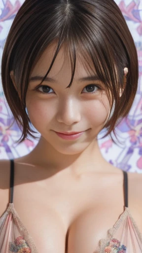 Highest quality, Realistic, Perfect Human Anatomy, Very detailed, Very delicate and beautiful, Raw photo, Professional Lighting, Illumination, Depth of written boundary, Single focus, whole body, Skinny Japanese woman, 30-year-old woman, Brown Hair, Small Head, Beautiful Eyes, True Face, Realistic skin, Fine grain, Lace Underwear,Bobcut,(((One person)))