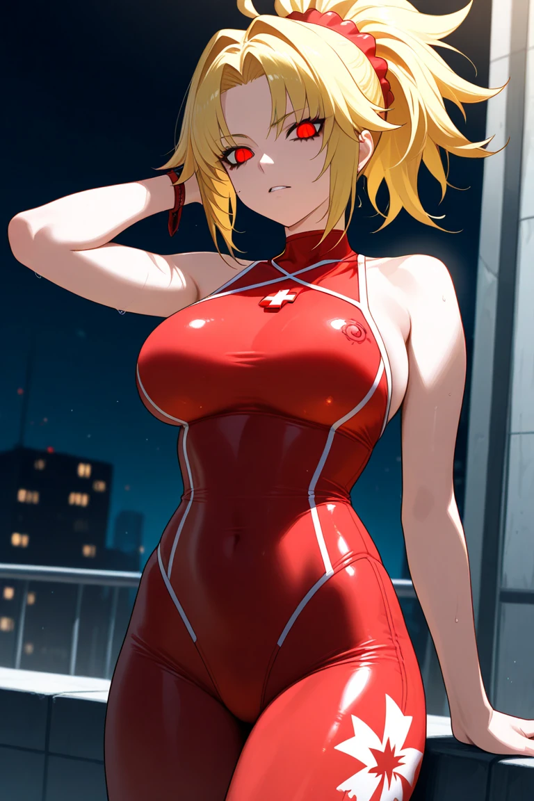 A futuristic milado woman with carry very good lean muscle not too much and p**** cup.