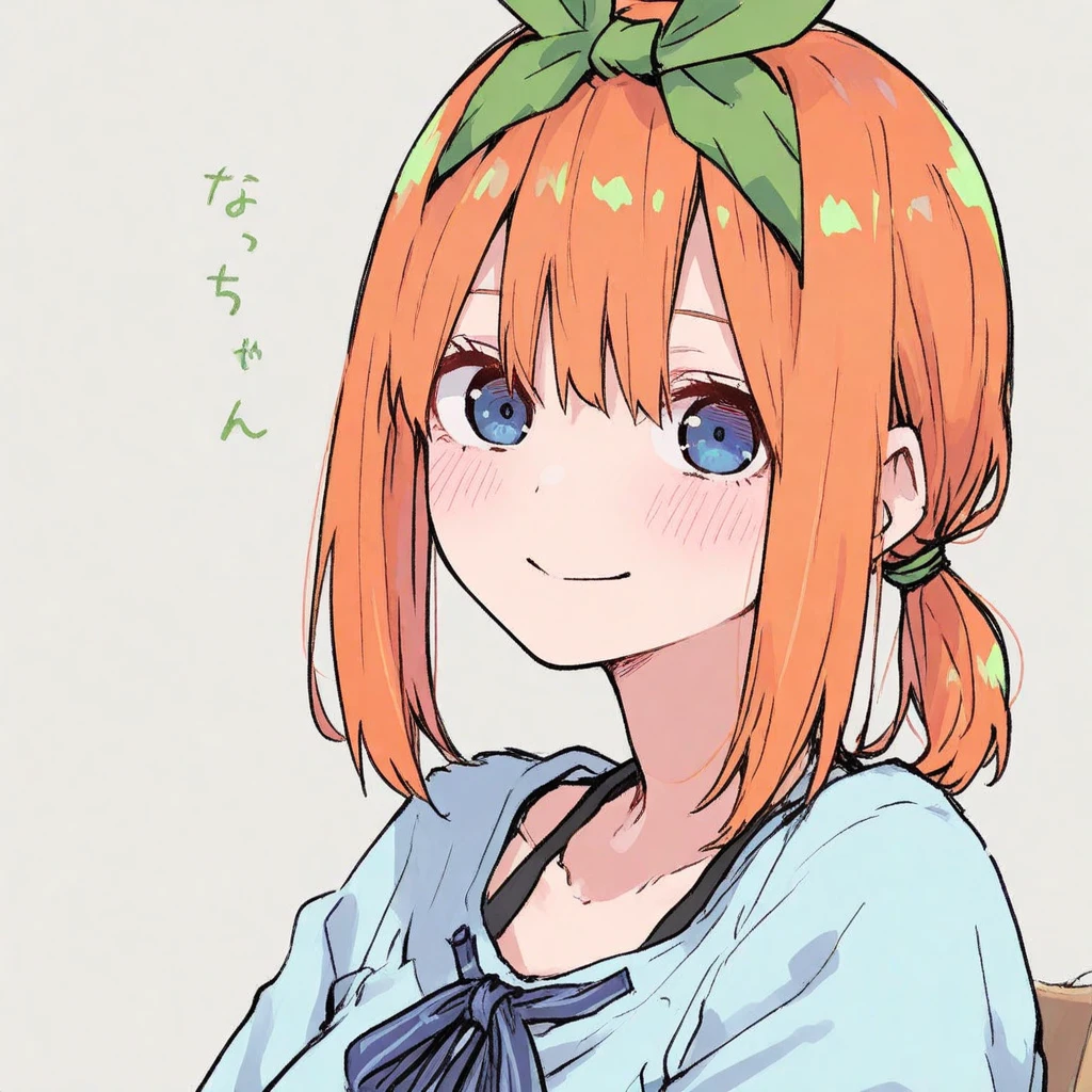score_9, score_8_up, score_7_up, score_6_up, intricate details, hyperdetailed, hyperrealistic, BREAK
standing, simple background, arms behind back, leaning forward, heart, large breasts, wide hips, narrow waist,
<lora:quintupletsXL:1> nakano yotsuba, orange hair, green hair bow, smile, teeth, happy,
black skirt, black turtleneck sweater, brown plaid coat,