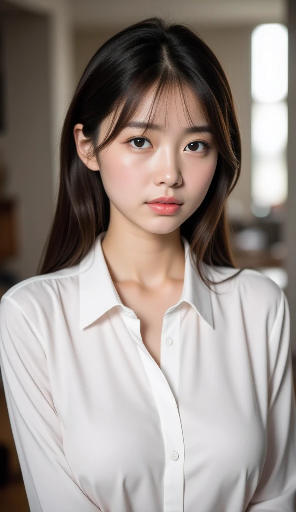 Office worker , in office, detained hand , high quality, super quality, detailed face, beautiful woman , golden eyes, long hair , big breast