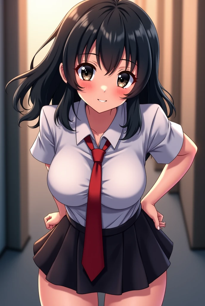 nsfw,suzune horikita, 1girl,1boy,((penis)),,(Red eyes:1.3),locker room,cowboy shot,(Medium chest),Hair Ribbon,naked,(((cowgirl position,girl on top))),Black thigh-high socks,((orgasm,pussy juice)),short hair