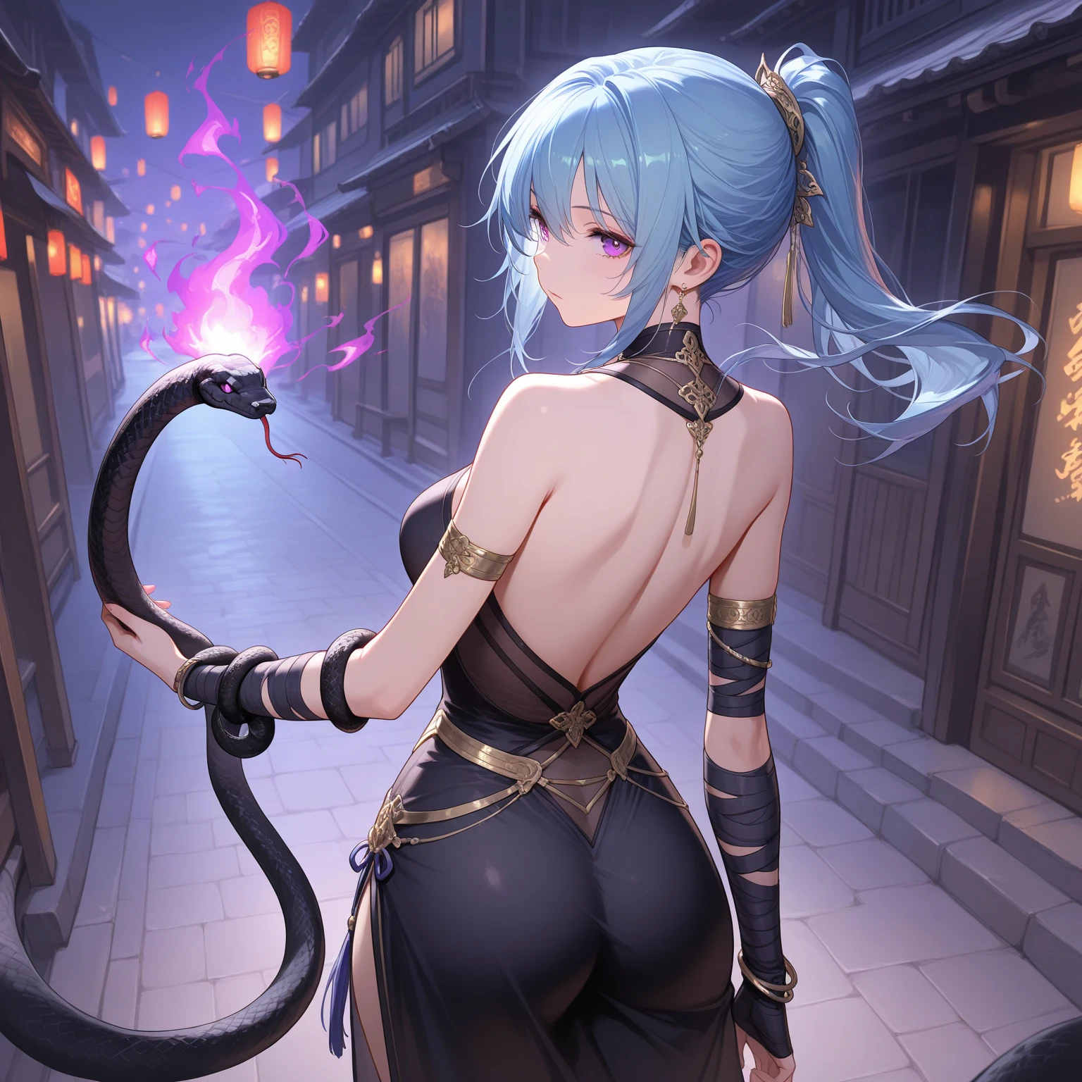 ((Highest quality、unity 8k wallpaper、32k、masterpiece、Very detailed、Ultra-high resolution、Ultra-high resolution、 Very detailedな顔, RAW Photos, Professional, Ultra-fine painting, Anatomically Correct Lizard Girl)) Yui Kotegawa transforms into a Blue Dragon, kotegawayui, Long black hair, Yellow Eyes, ((Reptile Eyes))、mouth with sharp fangs,、(From shoulder to collarbone、It is covered with fine scales up to its neck.)、(((In the ass、Juxtaposition, Impressive lizard tail stretching from tailbone to spine))) 、((Dragon legs with sharp claws、Fine blue scales that stretch like socks down to the thighs、Fine blue scales that grow like long gloves、Long nails))、Nipples are fully visible、((There are fine scales on the sides、It has fine blue scales growing around its waist..., Scales on the back、Scales from flank to thigh))、(The boundary between the scales and the skin is unclear)、((A small fin on the spine that continues to the tail))、(((Giant blue bat wings growing from the shoulder blades on his back)))
