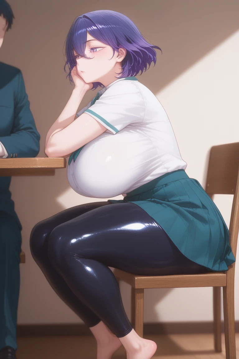 score_9,score_8_up,score_7_up, Ela, ela elite \(Rainbow Six Siege\),ela, ela \(Rainbow Six Siege\, unrealistic proportions, sexy girl, giant breasts, unrealistic big breasts, extra thin waist, giant tits, saggy tits, giant saggy tits, thick legs, thick thighs, sexy thighs, sexy legs, beautiful dark blue eyes, small round face, thin nose, short hair, ,multicolored hair,green hair, orange tartan miniskirt, white thigh-high socks, white sneakers, ribbons in hair , blue bra cleavage, pink nipples, 
3 giant african boys with face out of frame (1 african boy:1.9), big black penis, 
(huge black penis:1.5),
((girl getting fucked)),
Gangbang in classroom, 
Anal sex, penetration, 
Ass up head down, 
realistic looking penis, 
Surprised expression,
((girl crawling on the floor)),
Pushed into floor
close up view,
Cum on ass, discarded condoms, marker pen written on girls body, arrows pointing to ass hole, 
In a classroom room, on desk , sun rays coming through full size large windows, beautiful natural lighting, natural photo, realistic image, sun rays, light