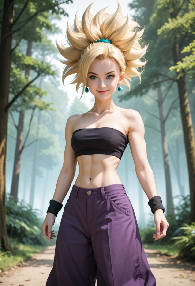 Dragonball Z, super Sayan warrior, slim, pitite girl. White Clothing tattered from battle. NSFW