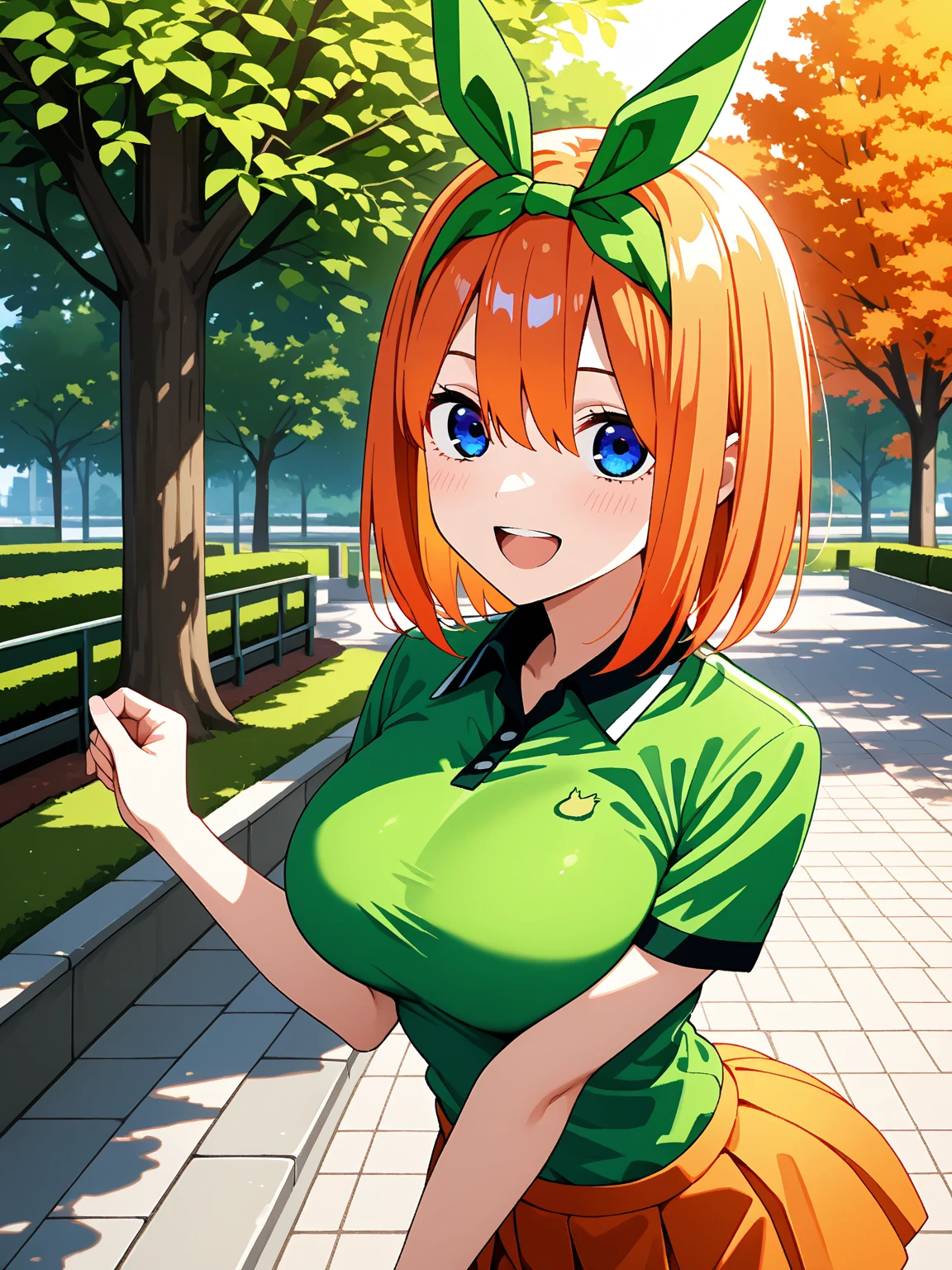 pieces fly、masterpiece、highest quality、Super detailed、High resolution、High resolution、8K portrait、Unity 8k壁紙のHigh resolutionCG、unity 8k wallpaper、cute:1.5、:1.5、Highly detailed CG unity 8k wallpaper、realistic、real person、cute、 portrait photography、shiny skin、High resolution、Orange Bob Hair、(16 years old:1.2)、(1 girl)、(garden:1.6)、(school uniform),perfect face, seriously, (blush:1.5),(((clothing lift:1.5))), (midium breasts:0.8),(((I have nipples))),((Orgasm in the vagina:1.5)),((green ribbon:1.2)),(walking:1.2)
