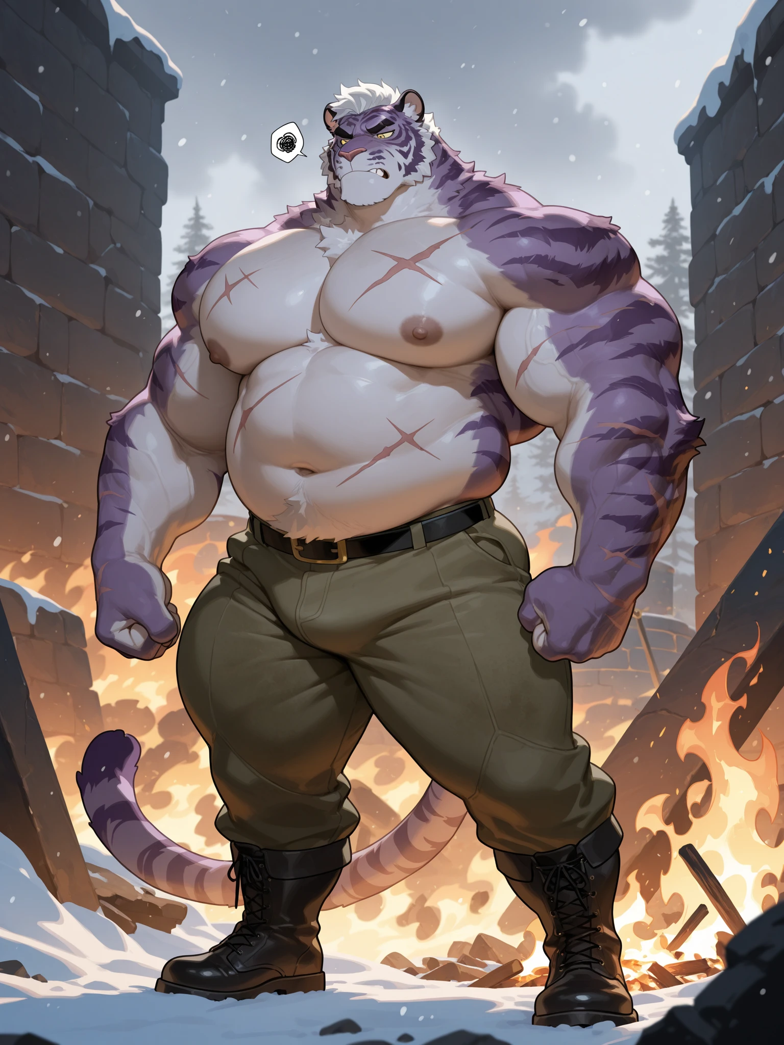 blue anthro dragon, (musclegut, muscular, chubby), proudly standing upright, flexing arm, detailed scales, (piercing eyes, vertical pupils), sharp teeth, intricate horns, 8k, anime style lighting, fantasy art, dramatic composition, (by vorusuarts, by wfa, by juggermelon), (playful smile, sly smile), looking at viewer, chest hair, armpit hair, sweat, sweatdrop, naked torso