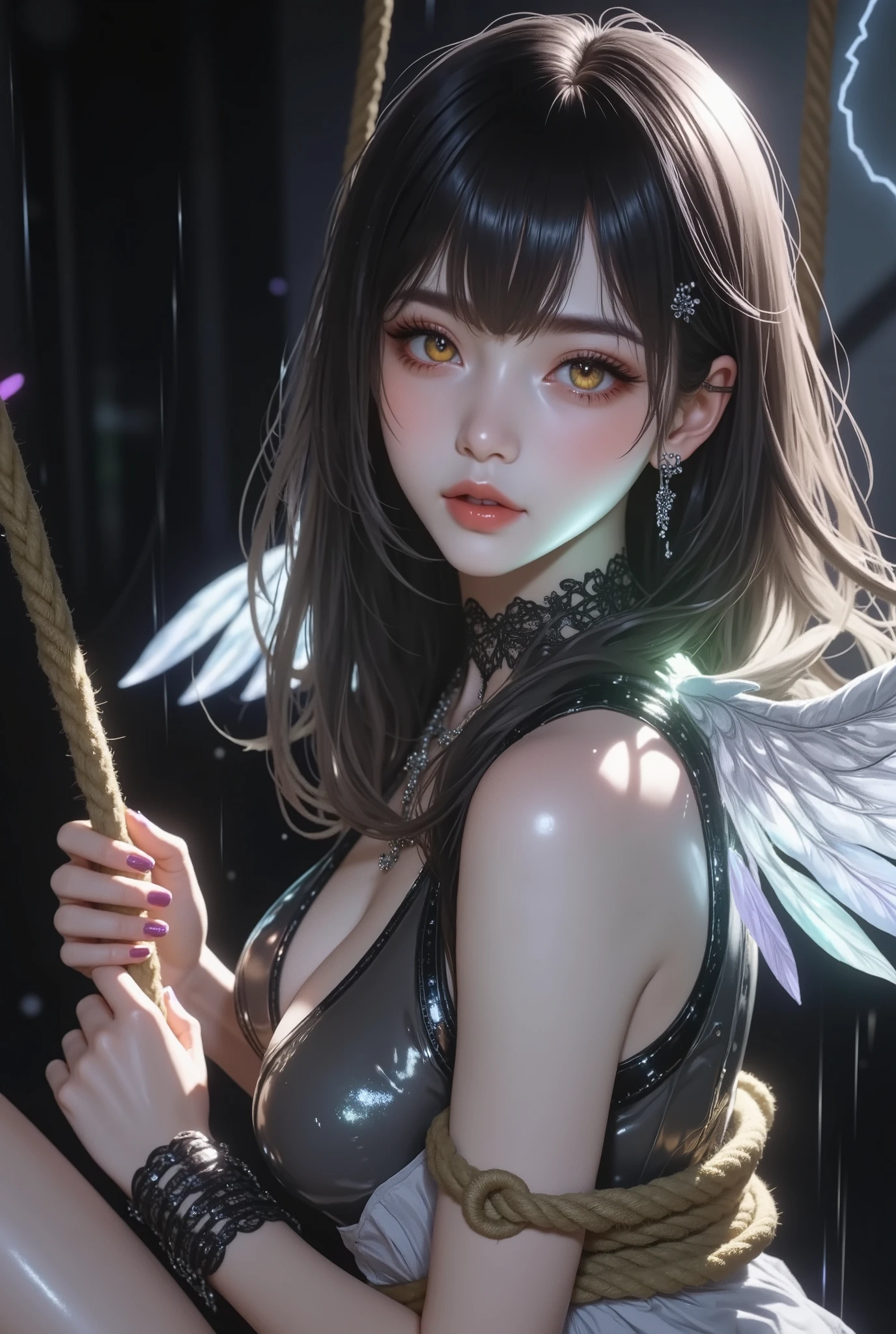 holding a shiny, butterfly-shaped locket