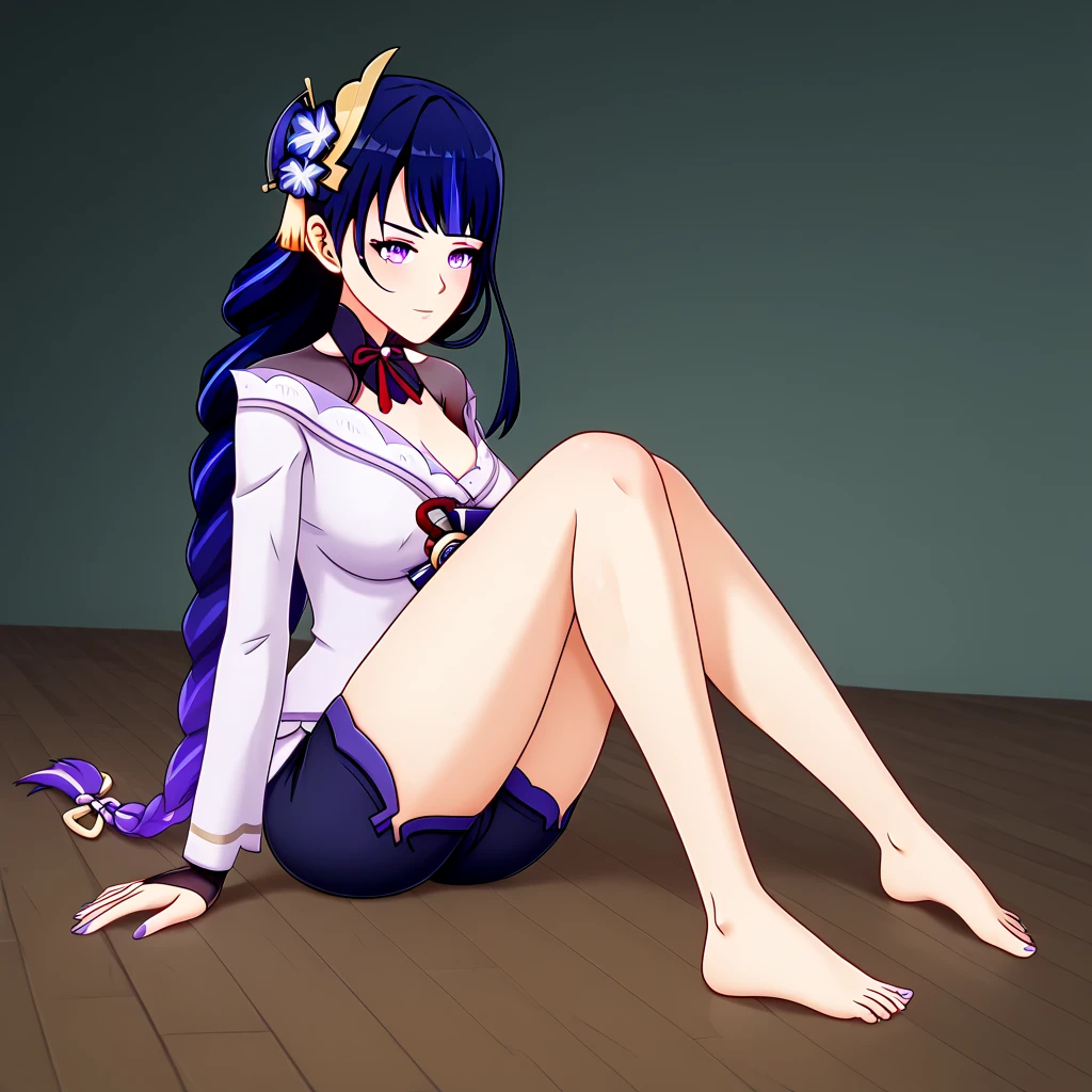 Misato katsuragi, medium breasts, erect nipples under shirt, shirt, unzipped shorts, pussy, pussy juice, pubic hair, lying on the floor, , after party