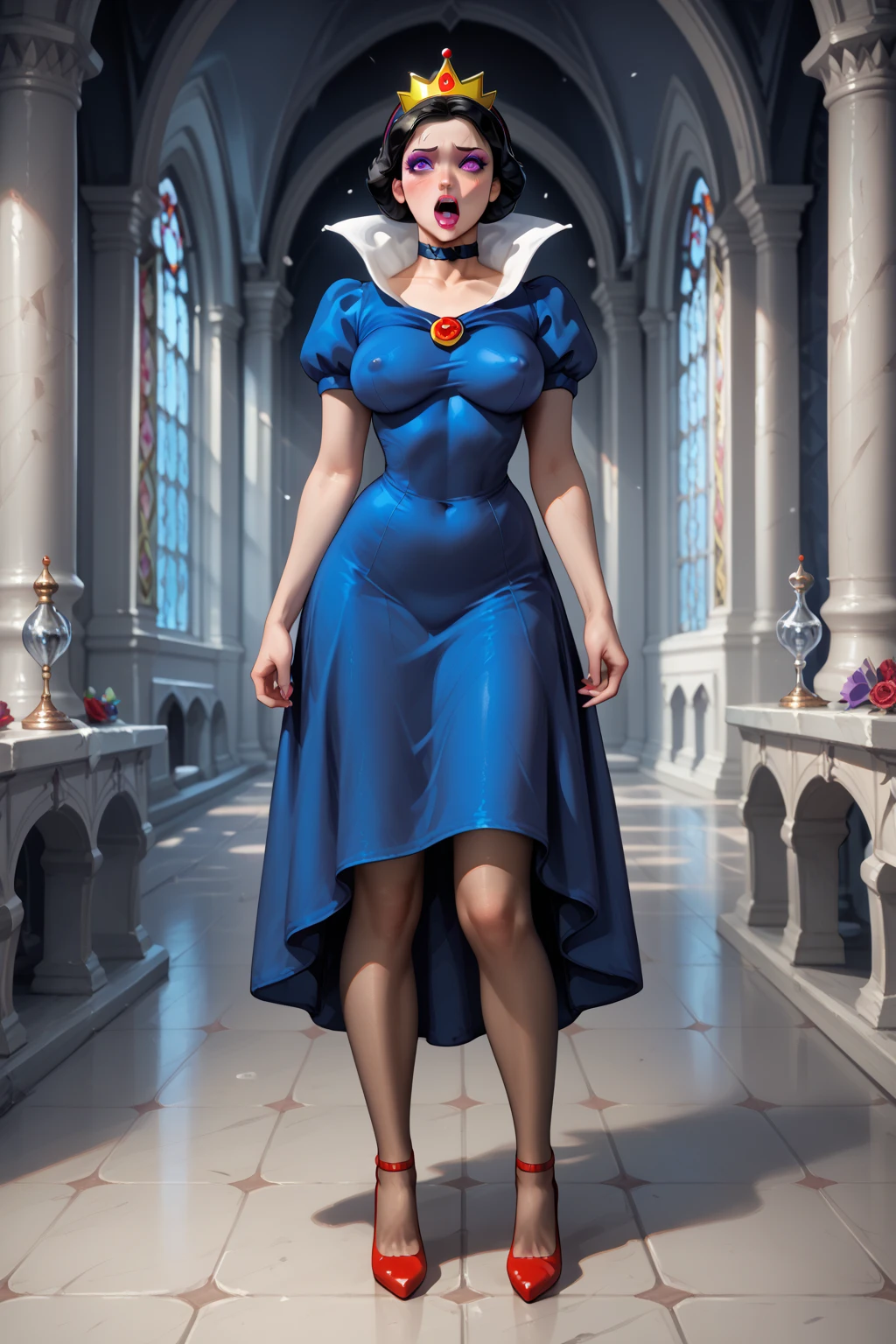 Copyright Disney Disney Villains Snow White and the Seven Dwarfs Character the Evil Queen Artist bunbunmuffinart General 1girls big breasts breasts breasts out breasts breasts naked breasts breasts outside the crown breasts exposed female female female focus only green eyes light skin light skin woman looking at the viewer mature woman milf nipples stepmom