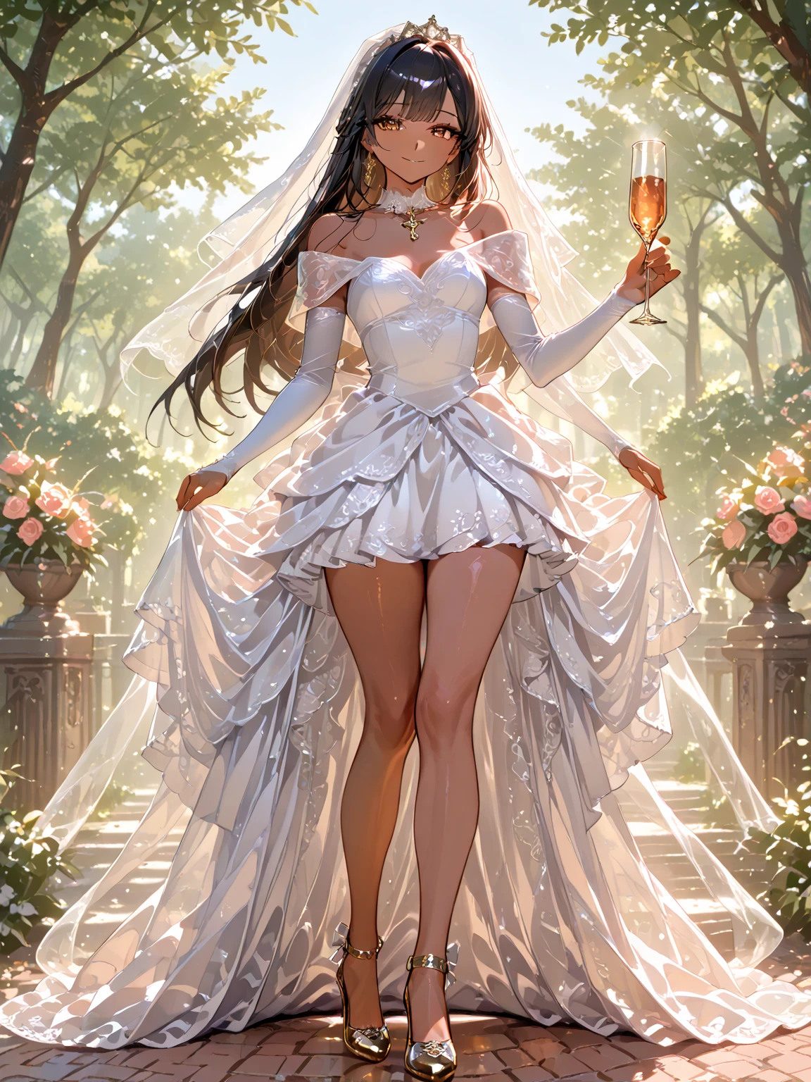 sksbrooke person, sksbrooke, (masterpiece:1.2), (best quality:1.2), perfect eyes, perfect face, 1girl, solo, brown eyes, (medium breasts), perky breasts, seductive look, pink wedding dress, walking down the ailse in a church, sun ray in background from window, hold bouquet of flowers, leaning foreword, very happy, flower petal showering on her