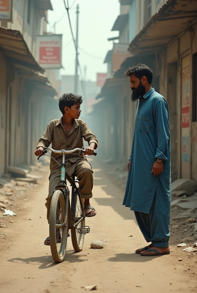 I. Create a good islamic boy is helping a poor beggars 
He ia wairing a islamic cloth