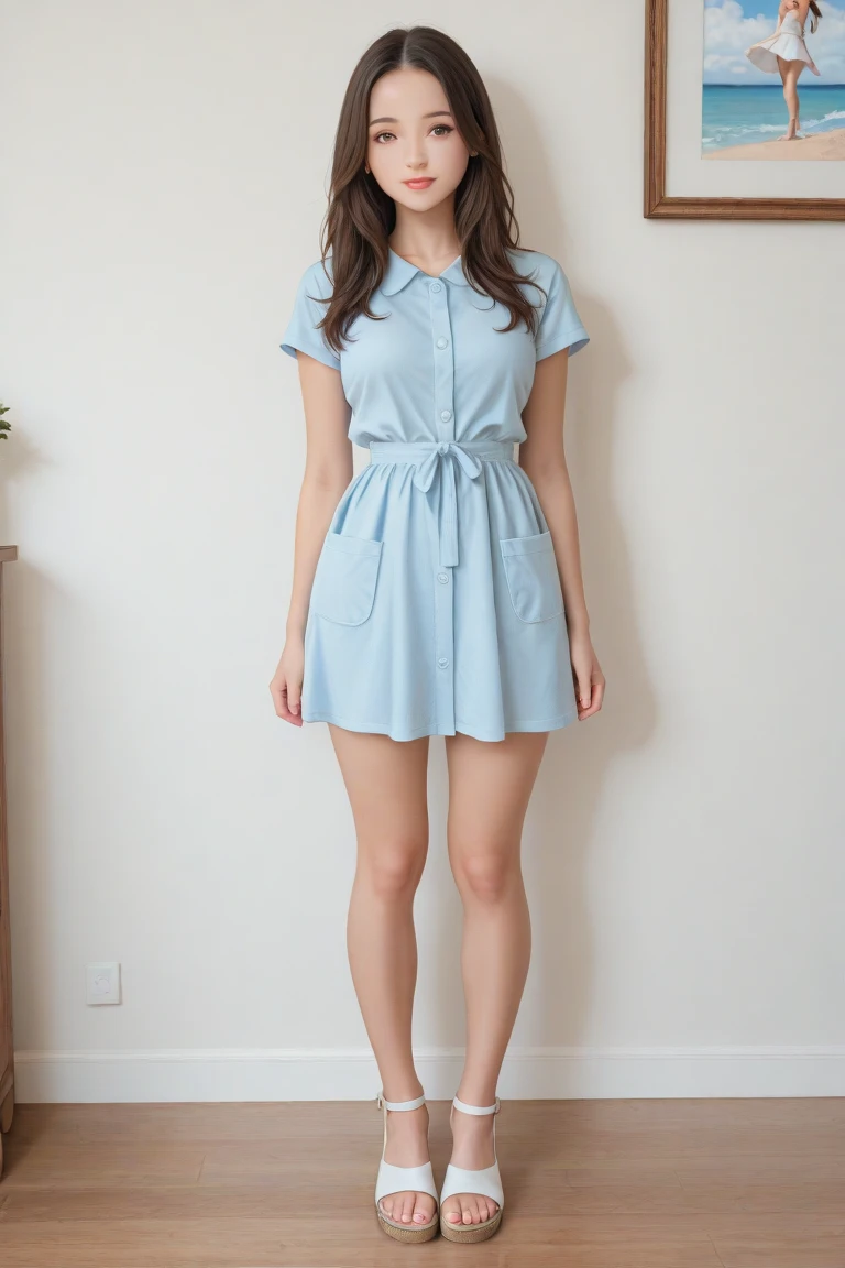 pretty girl、beautiful girl、Cute clothemile,whole body