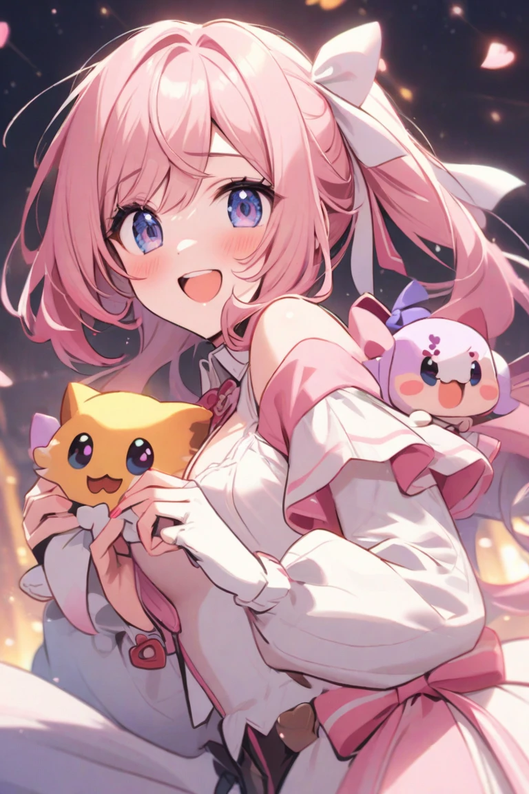 Browsing Caution,7-year-old girl、Dirndl、Putting on a collar、Very beautiful and Shining Eyes、Shining Eyes、1 girl、Large Breasts、Big Mouth、high school girl、Cat ear、Transparent pink short hair、