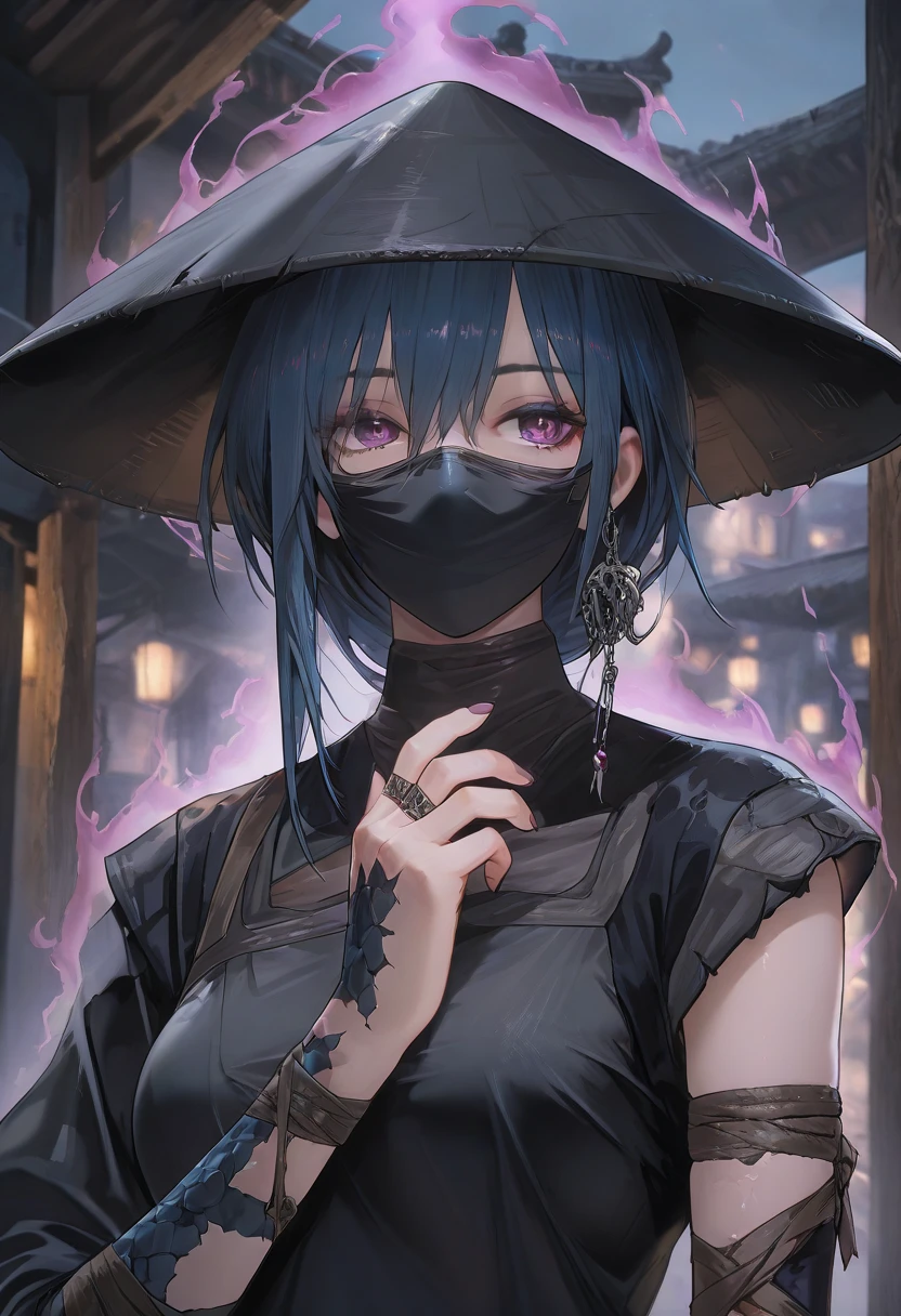 anime girl with purple hair wearing a black hat and a black mask, badass anime 8 k, anime style 4 k, anime style. 8k, best anime 4k konachan wallpaper, anime wallpaper 4 k, anime wallpaper 4k, anime art wallpaper 4k, anime art wallpaper 4 k, anime art wallpaper 8 k, 8k high quality detailed art