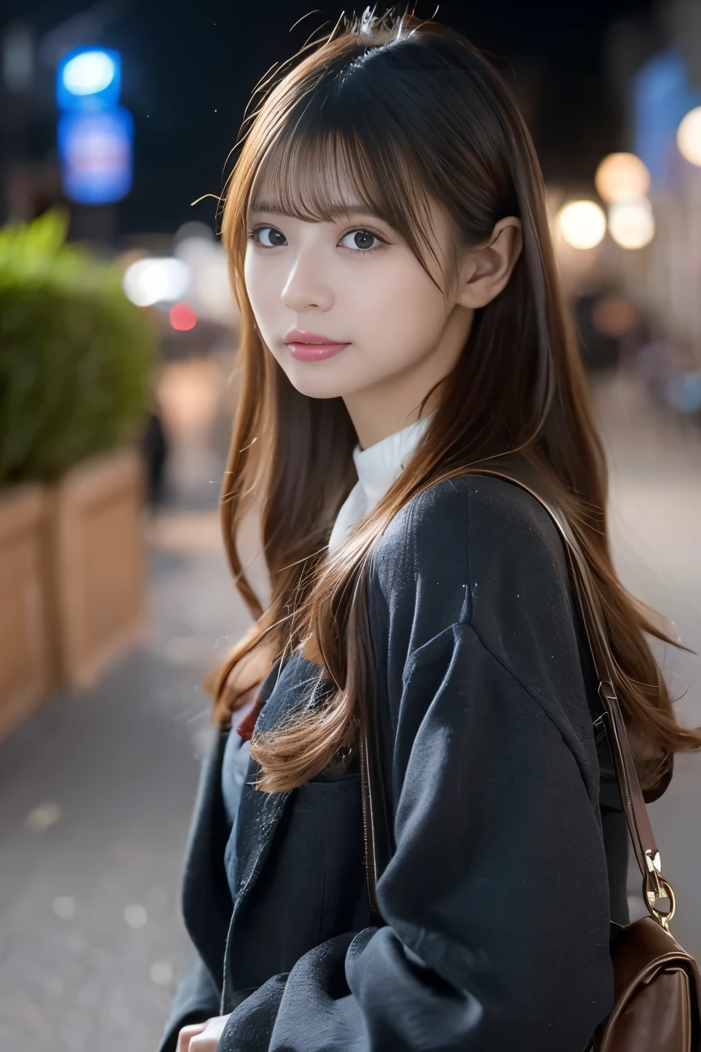 比類なき美貌とショートボブのスタイルで、アイドルらしいスマイルを放つ日本のアイドルの超高画質(UHD)フォトリアリスティック画像を制作します。彼女は、パリッとしたOLの制服に、OLシャツとタイトスカートを合わせ、エロチックな魅力を放っています。舞台は、きらめく光で満たされた星空の下の、幻想的な夜の遊園地。16K解像度とレイトレーシングを駆使し、超リアルなディテールでシーンを捉え、最高品質の影と被写界深度を表現します。自然な柔らかな光と映画のようなライティング技術を駆使し、まさに傑作と言えるプロ仕様の画像を制作します。