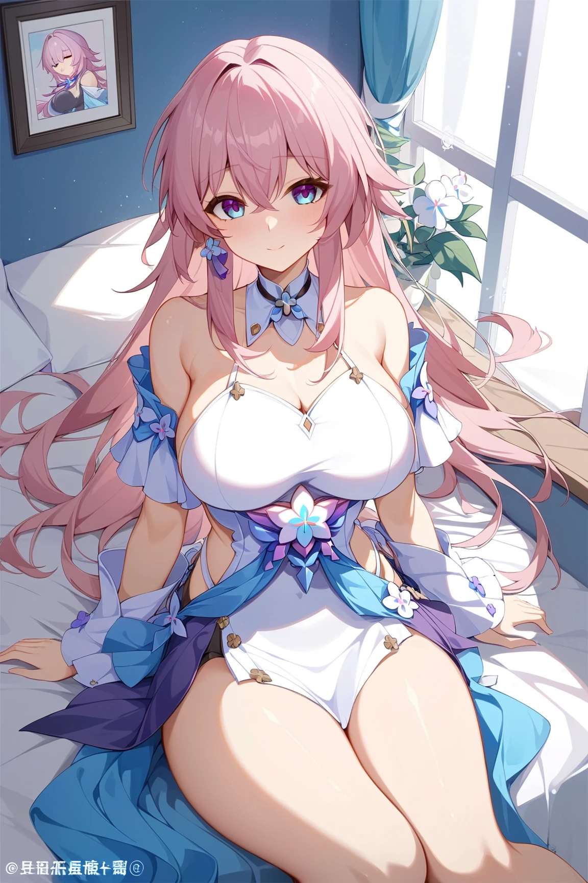 a close up of a woman in a lingerie posing for a picture, Sexy :8, Open V chest clothes, wearing Sexy lingerie, , lingerie, nightgown, Sheer, lingeries beauty, lacey, laced lingerie, Sexy gown, Sexy dress, Sexy style, Olive,opened dress、Beds with Arafed Bedrooms, Benches, And chandeliers, (Pink colors), Pink pastel, Girly Bedrooms, with soft Pink colors, Bedrooms, white and Pink, beautiful aesthetic design, Pink color scheme, Pink scheme, In romantic style, pastel Pink, Pastel Colors Theme, heaven Pink, dreamy and detailed, ((Pink)), Pink and gold color scheme、Pastel blue and pink, lovely pastel colors, Shades of pink and blue, Beautiful details and colors, Soft blue and pink colors, Beautiful flowers, beautifuly color, rich pastel colors, Nice colors, Beautiful lush colors, blue and pink colors, Very lovely pastel colors, Bright and soft colors, Pretty flowers、a woman in a Purple Dress standing in front of flowers, fantasy long intricate gown, sexy gown, fantasy dress, Wearing a purple gown, translucent dress, extravagant dress, Purple Dress, intricate fantasy dress, magical dress, style of julia razumova, Ombre fishnet tights gown, dressed beautiful gown, by Gabriel Ba, diamond shimmering dress、A bride with long braids sitting at a table with flowers in her hair, (((flower in hair))), flower in hair, flower in hair, covered with flowers, floeers in hair, Complex hairstyle, Decorated with flowers, very Beautiful style, flower in hair, Beautiful aerith gainsborough, Tiara with amazing flowers, Beautiful!!!!!!!!!!!!, With colorful flowers