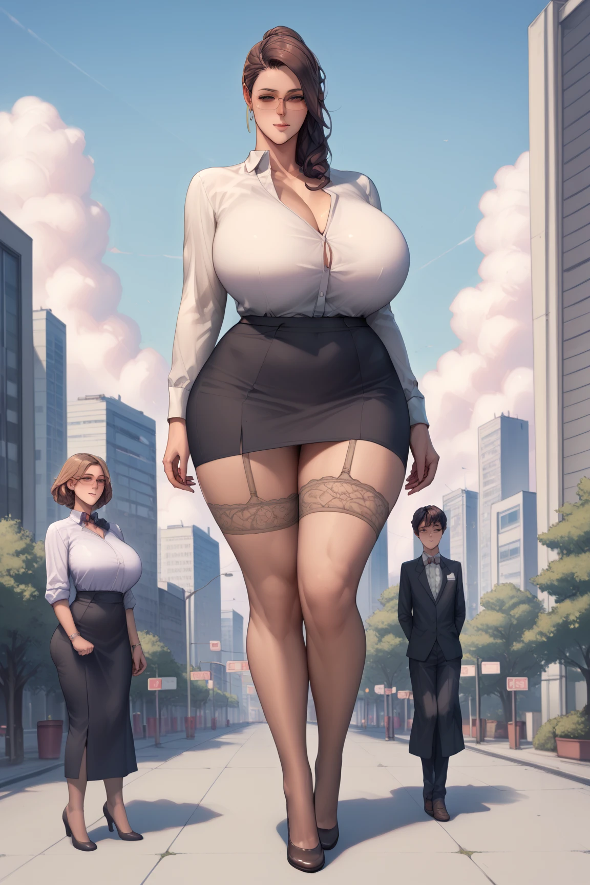 4 mature woman with big tits and wearing cute pantyhose