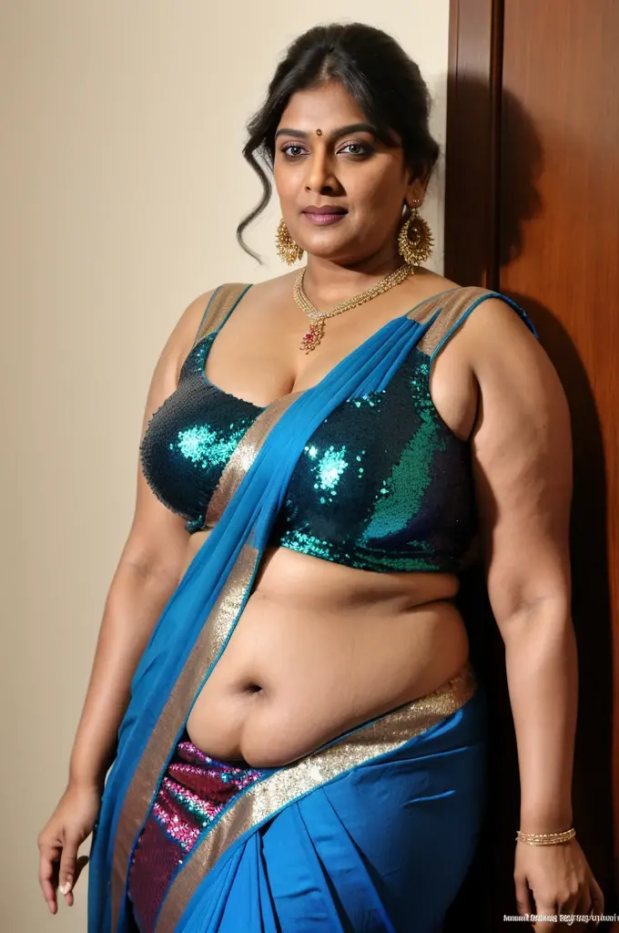 Sexy fat plus size indian bhabhi, 60 years old Woman, big Indian mommy, horny mommy, hot Amma, big Indian aunty bhabhi, wide body , heavy figure, sleeveless blouse, desi hot aunty, looks like Nivetha Thomas, wearing sleeveless saree blouse, sexy sequin saree, bold saree fashion, bong saree fashion, bold hot photoshoot, sexy sequin saree, she has fleshy arms and fat wide belly, sexy armpits, showing her attractive fleshy figure, high quality skin, skin pores, skin texture, deep juicy navel, sexy navel folds, fleshy figure, jiggly belly, hyper realistic skin, RAW Foto, thick juicy figure,