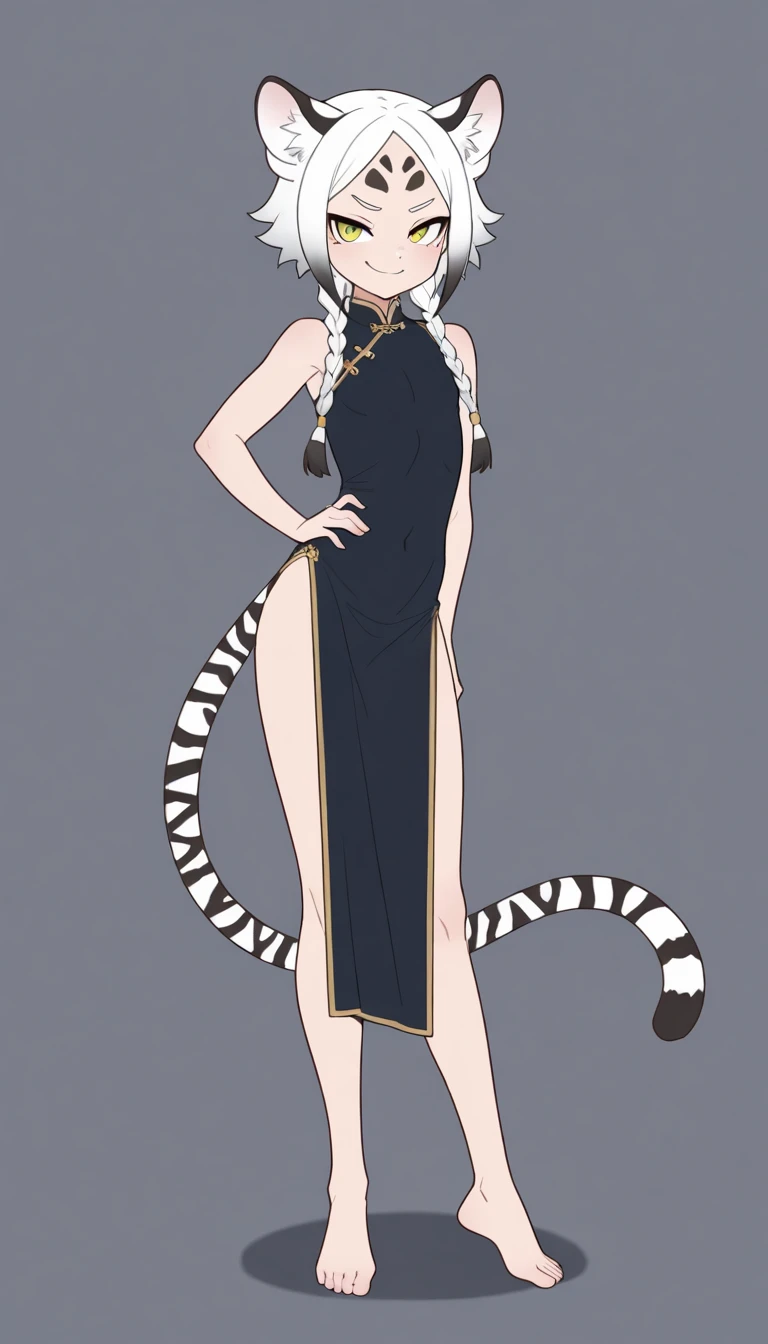 Anime manga style body sketches of a big breasted girl in pharaoh attire with short hair and a crocodile tail