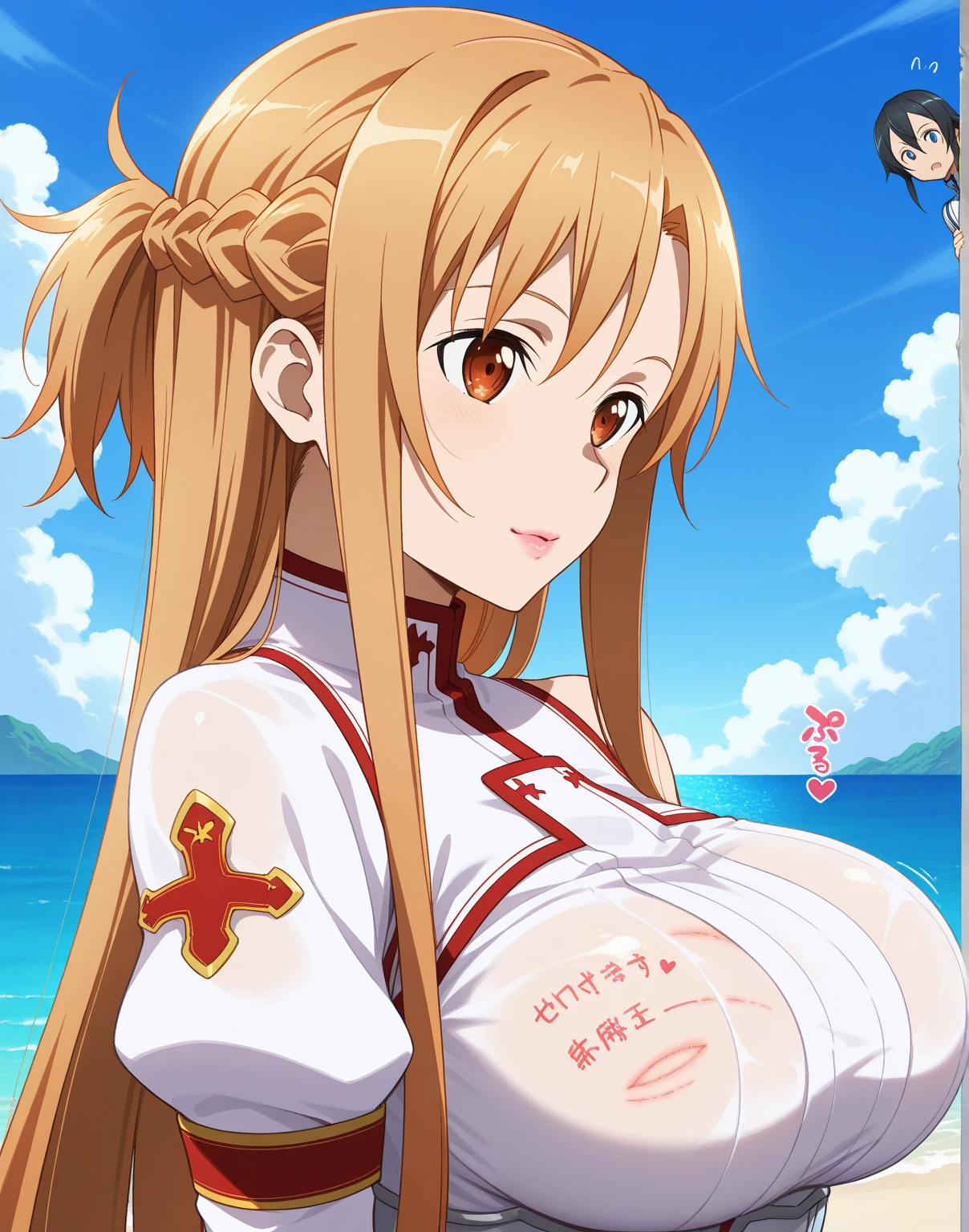 (masterpiece, 4K, Highest quality, anime style: 1.9, Detailed face, Lovely,bold, High resolution, anime, alone, Curvaceous, Thighs, Cleavage, Medium Chest, Very slim belly, Cowboy Shot,1 Girl,As Yuuki (Asuna yuki) - Sword Art Online (Sword Art Online),Cow print micro bikini,((blush,Crying face)),(indoor,Wooden wall),(On all fours)