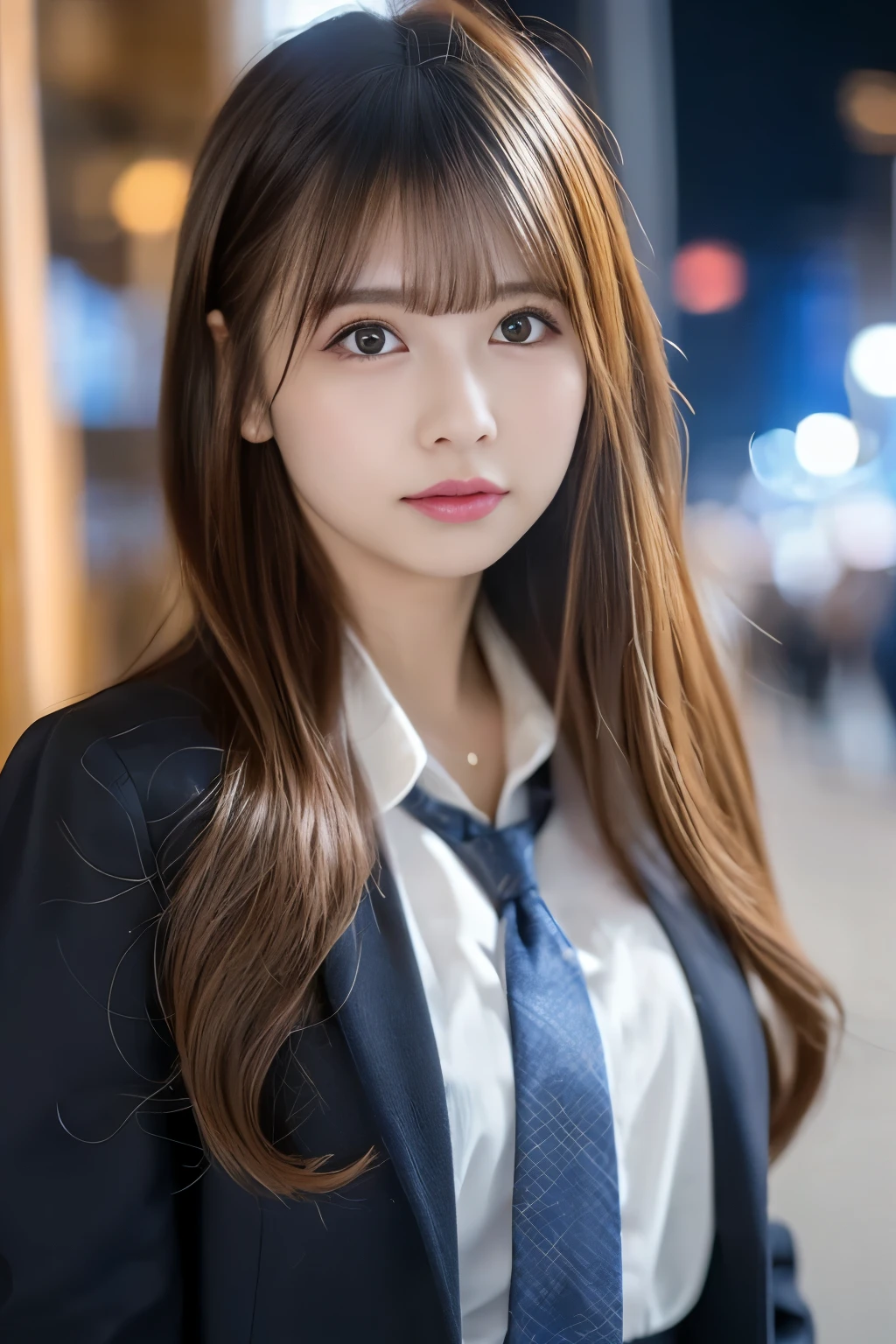(比類なき美貌とショートボブのスタイルで、アイドルらしいスマイルを放つ日本のアイドルの超高画質(UHD)フォトリアリスティック画像を制作します。彼女は、パリッとした女子高校生の制服に、JKシャツとプリーツスカートを合わせ、エロチックな魅力を放っています。舞台は、きらめく光で満たされた星空の下の、幻想的な夜の遊園地。16K解像度とレイトレーシングを駆使し、超リアルなディテールでシーンを捉え、最高品質の影と被写界深度を表現します。自然な柔らかな光と映画のようなライティング技術を駆使し、まさに傑作と言えるプロ仕様の画像を制作します)、(茶髪のショートヘア、前髪、流した前髪:1.2)、(完璧な解剖学、完璧な比率、美しく詳細な身体、美しく詳細な手と指、美しく詳細な脚、色白の肌、非常に詳細な肌と顔の質感:1.2)、(JKシャツ、JKチェック柄のプリーツスカート:1.4)、(JKブレザー制服、女子高校生の制服:1.4)