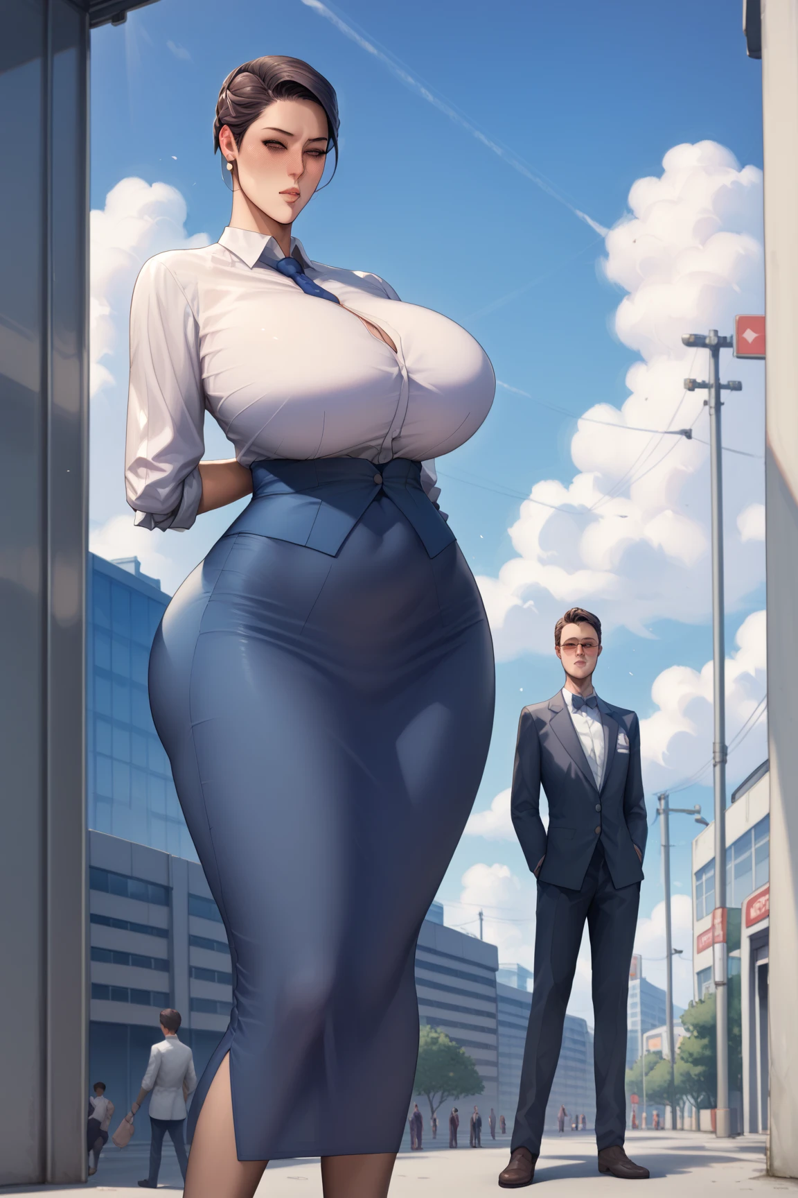 (masterpiece), (Highest quality), (((High resolution))), (Rebis style),love romance,(A girl hugging a homeless old man), (1homeless old man), (1girl_Fumina Hoshino), Brown Hair_ponytail, (Highly detailed face),Erotic,((bimbo body)),Perfect Breasts,(huge breasts:1.5),sexy,(Perfect body line),Narrow waist, (Dark Skin), (perfect full body)。