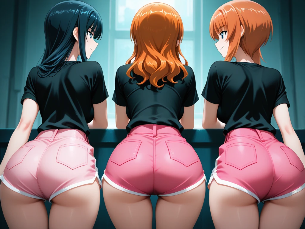 upskirt, skirt lift, miniskirt, panties, underwear, butt, ass, bra, ahegao, male pov, bulge in briefs, a lot of girls